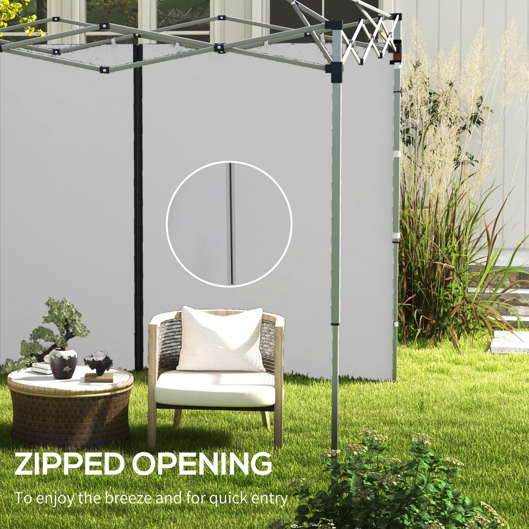 Outsunny Set of Two 3 x 3(m) Replacement Zipped Gazebo Walls - Grey - North Peak Garden Furniture