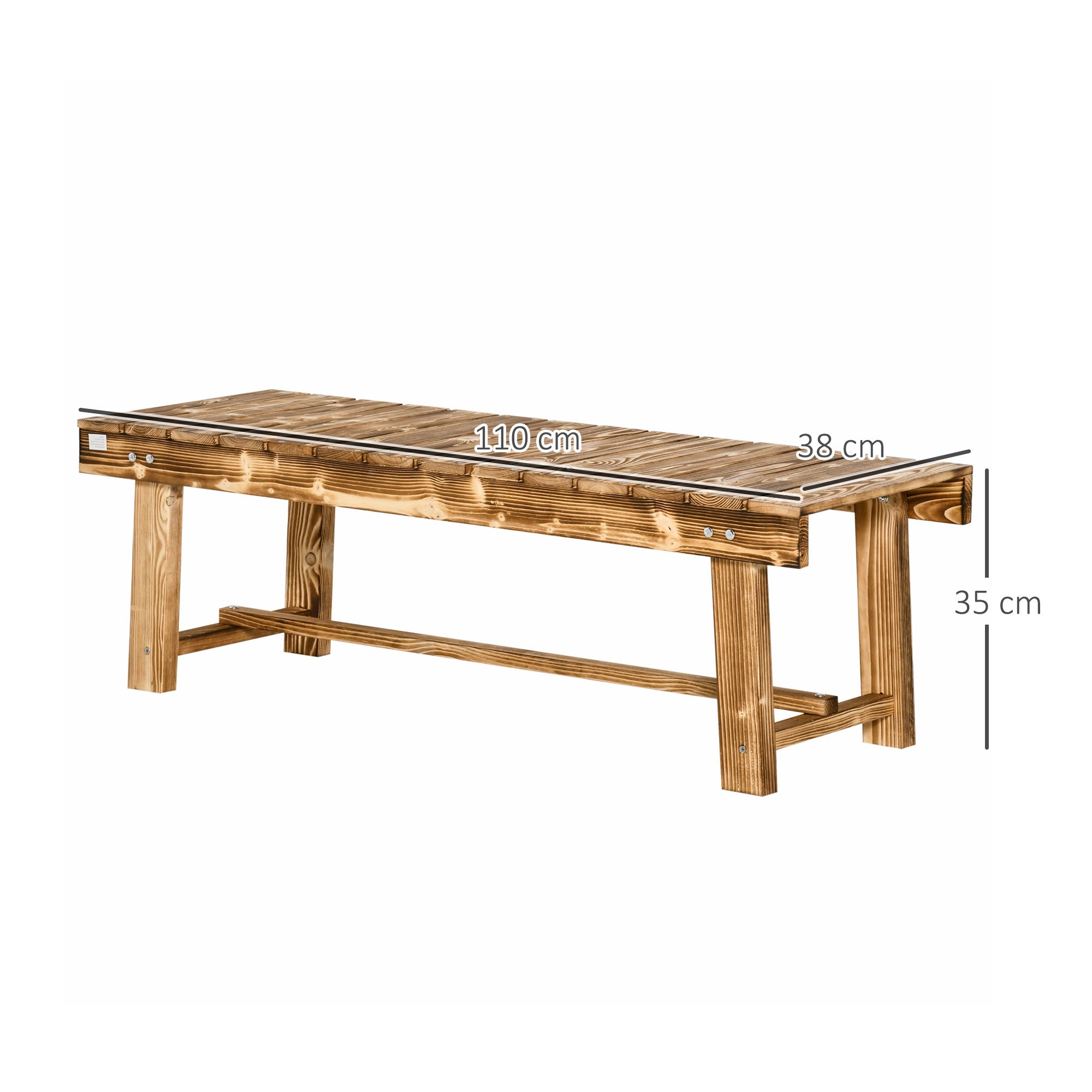 Outsunny 5 Pieces 2-seater Outdoor Indoor Wooden Garden Bench Fir Patio Loveseat, 110L x 38W x 35Hcm, Carbonised - North Peak Garden Furniture