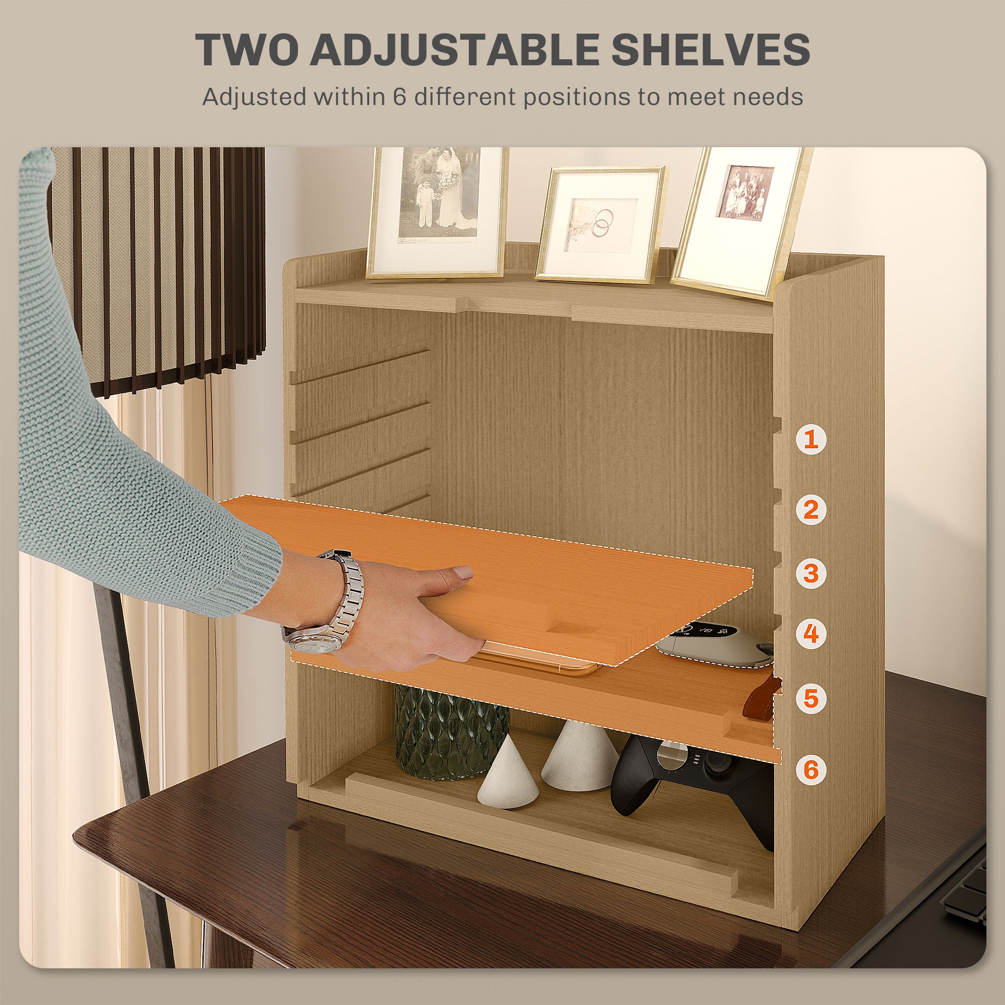 HOMCOM Four-Tier Desktop Organiser - Oak Tone - North Peak Garden Furniture