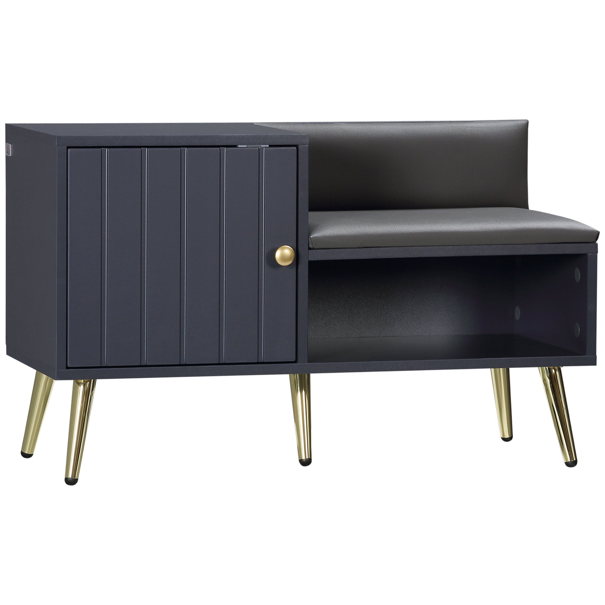 HOMCOM Shoe Storage Unit, with Padded Seat - Grey - North Peak Garden Furniture