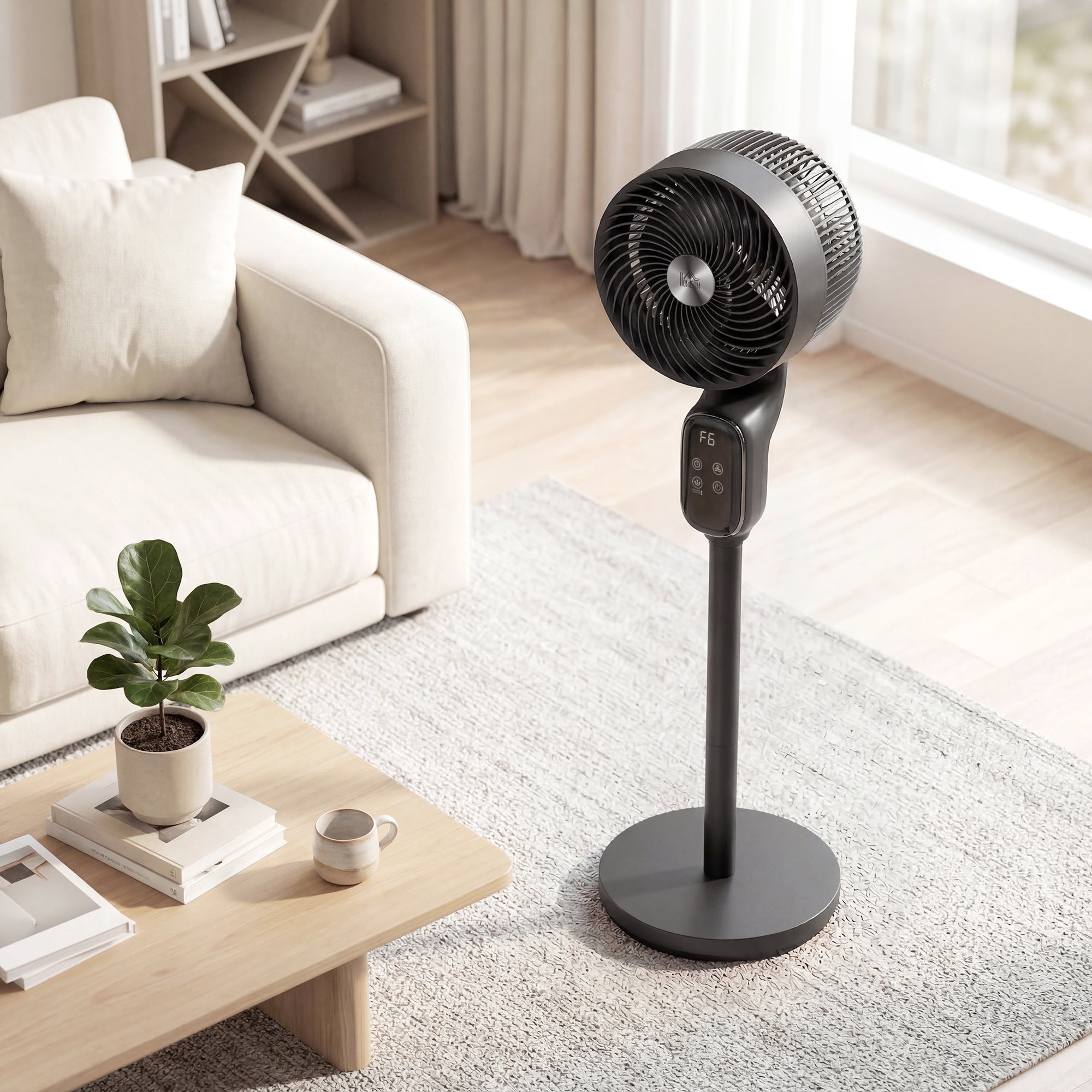 HOMCOM 20 dB Silent Standing Fan for Bedroom, 39in Pedestal Fan with Remote, Oscillating, 8 Speeds, Adjustable Height, Black
