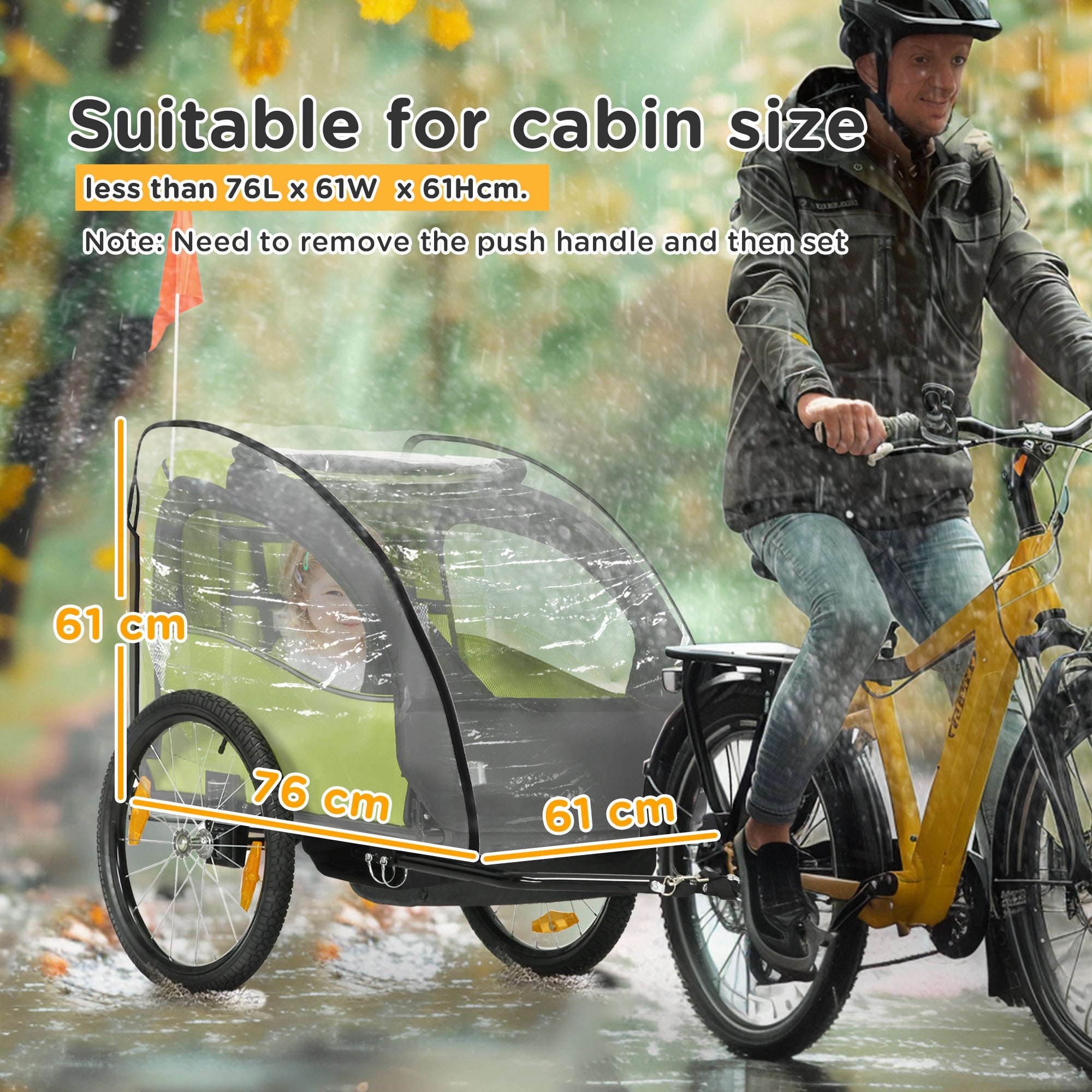 HOMCOM Baby Bike Trailer Cover, Anti Dust Rain Snow, Cold Wind, 76 x 61 x 61 cm - North Peak Garden Furniture