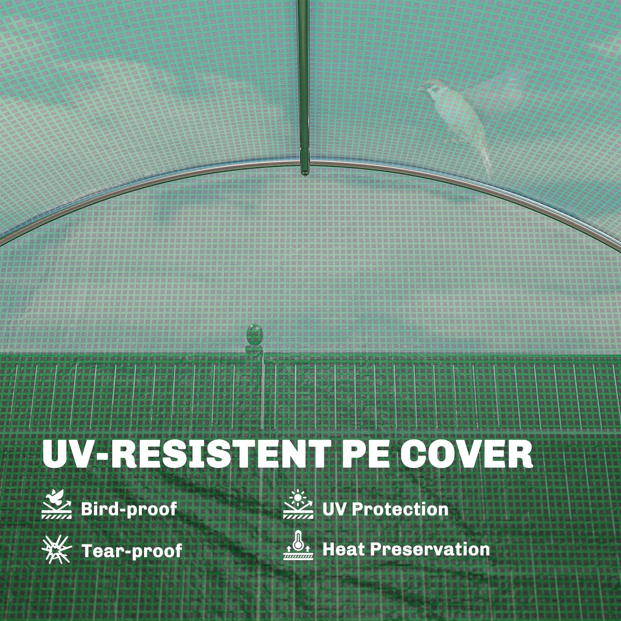 Outsunny 3 x 4 m Walk-in Polytunnel Greenhouse with Hinged Door and 8 Roll Up Mesh Windows, Garden Tunnel Warm House Tent, Green