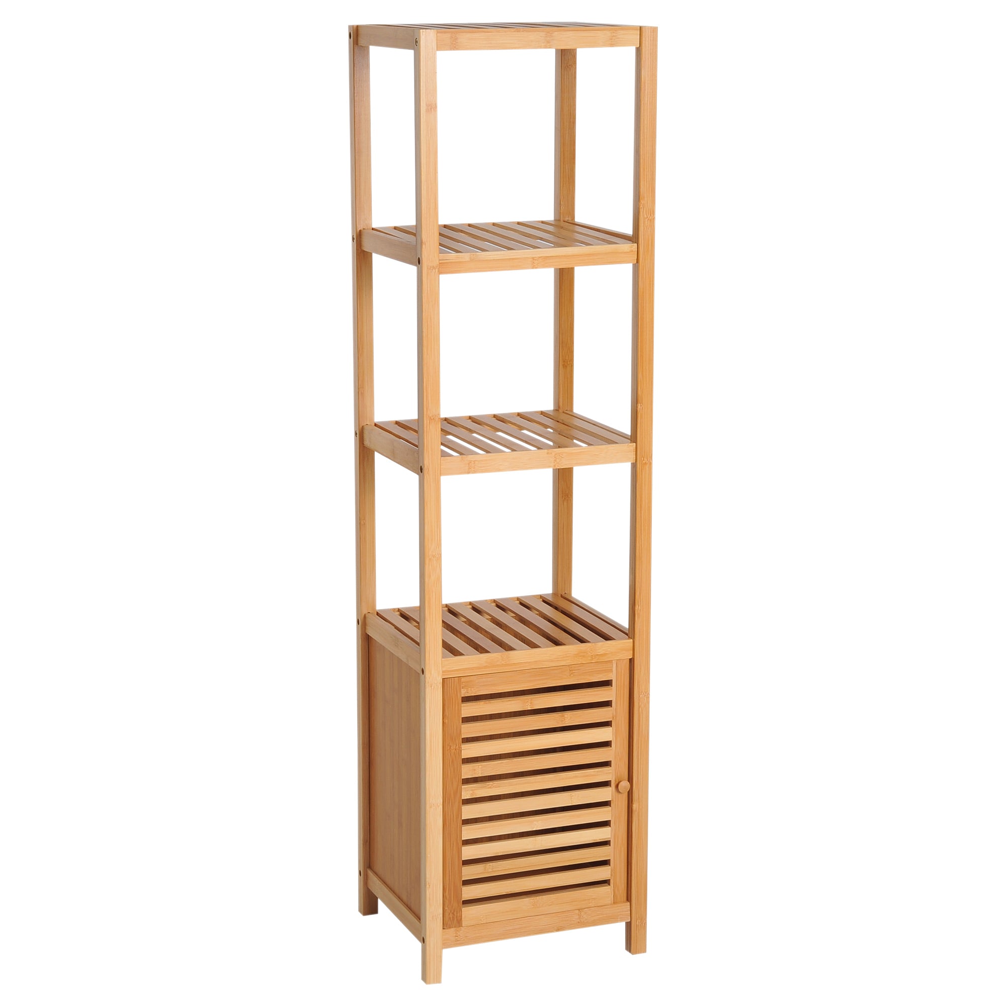 HOMCOM 140cm Tall Bathroom Cabinet, Freestanding Storage Unit w/ 3 Shelves, Utility Organiser Cupboard for Home Kitchen - North Peak Garden Furniture