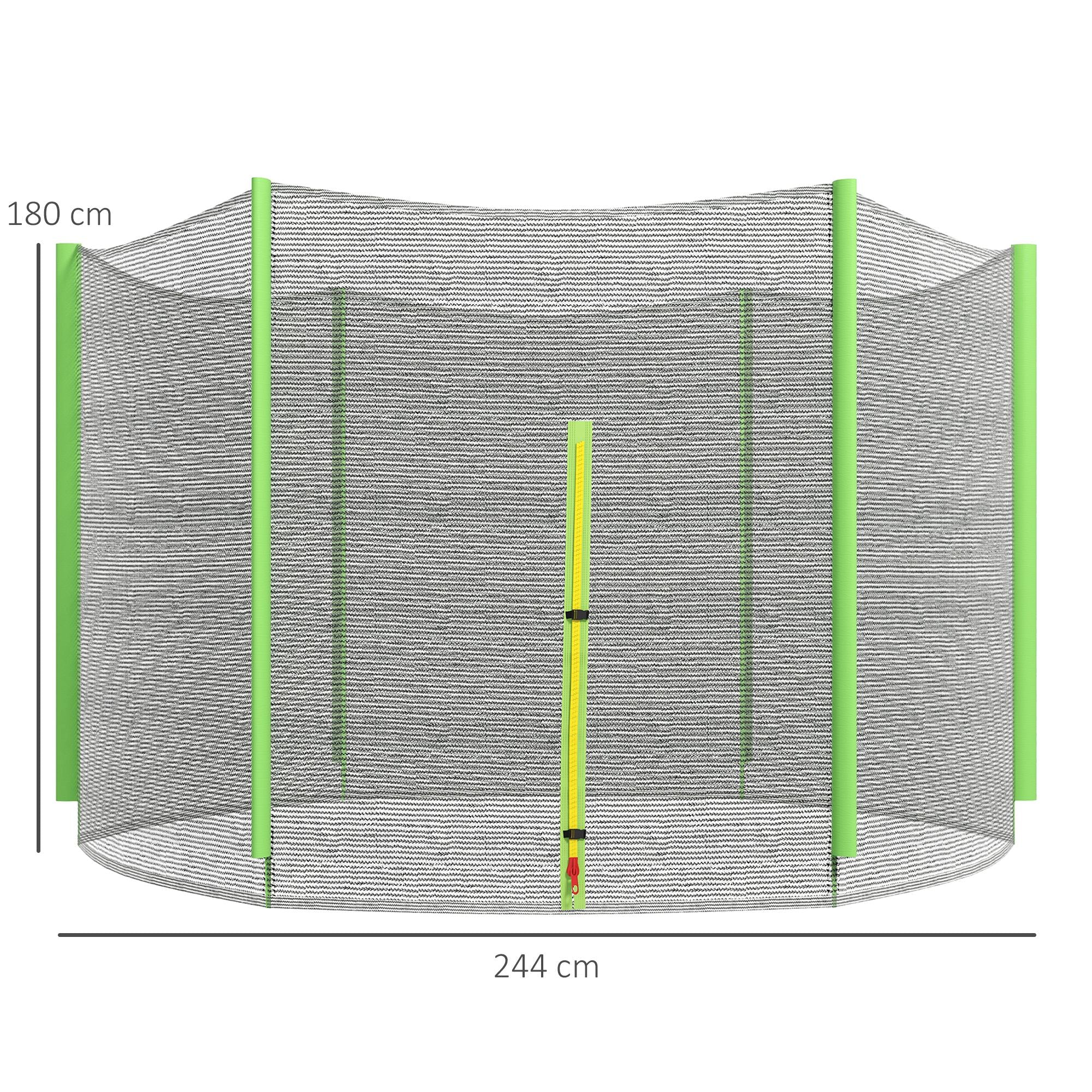 SPORTNOW 8ft Trampoline Net Replacement with 6 Plastic Pole Covers, Weather-Resistant Trampoline Netting Replacement with Zipped Entrance, Poles Not Included, Green