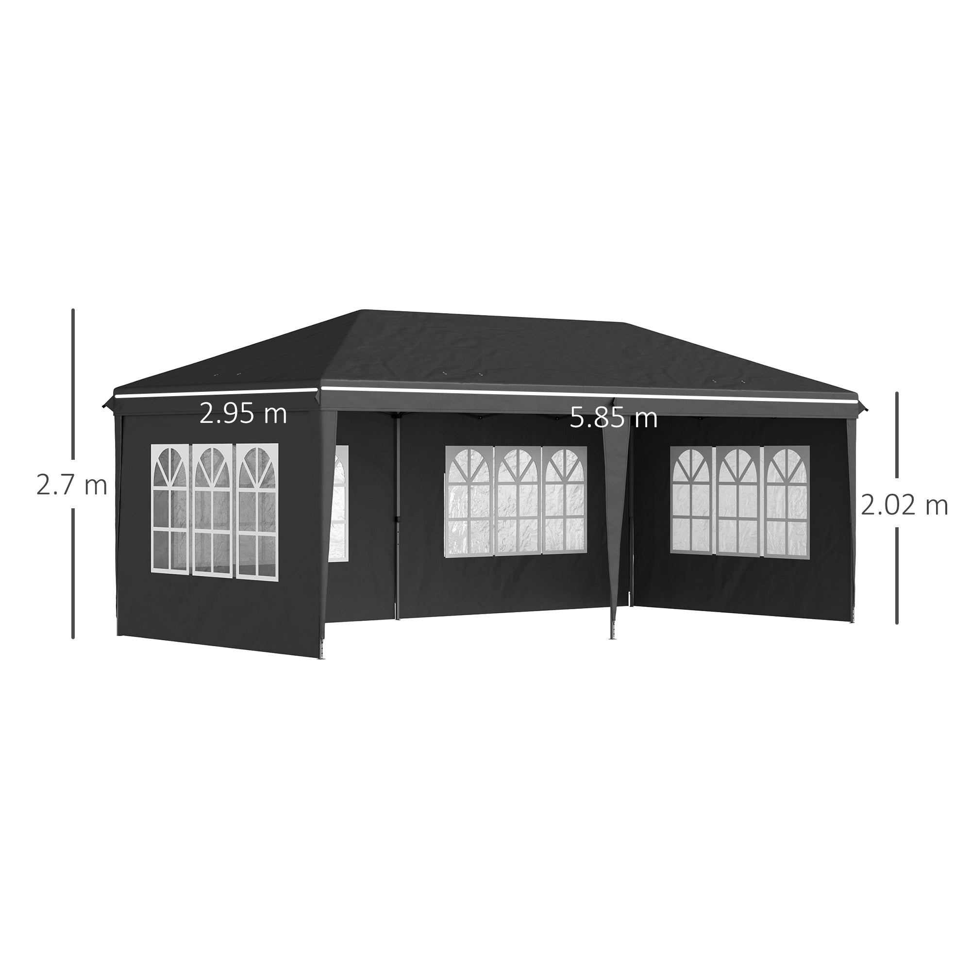 Outsunny 3 x 6m Pop-Up Gazebo, with Removable Walls - Black - North Peak Garden Furniture
