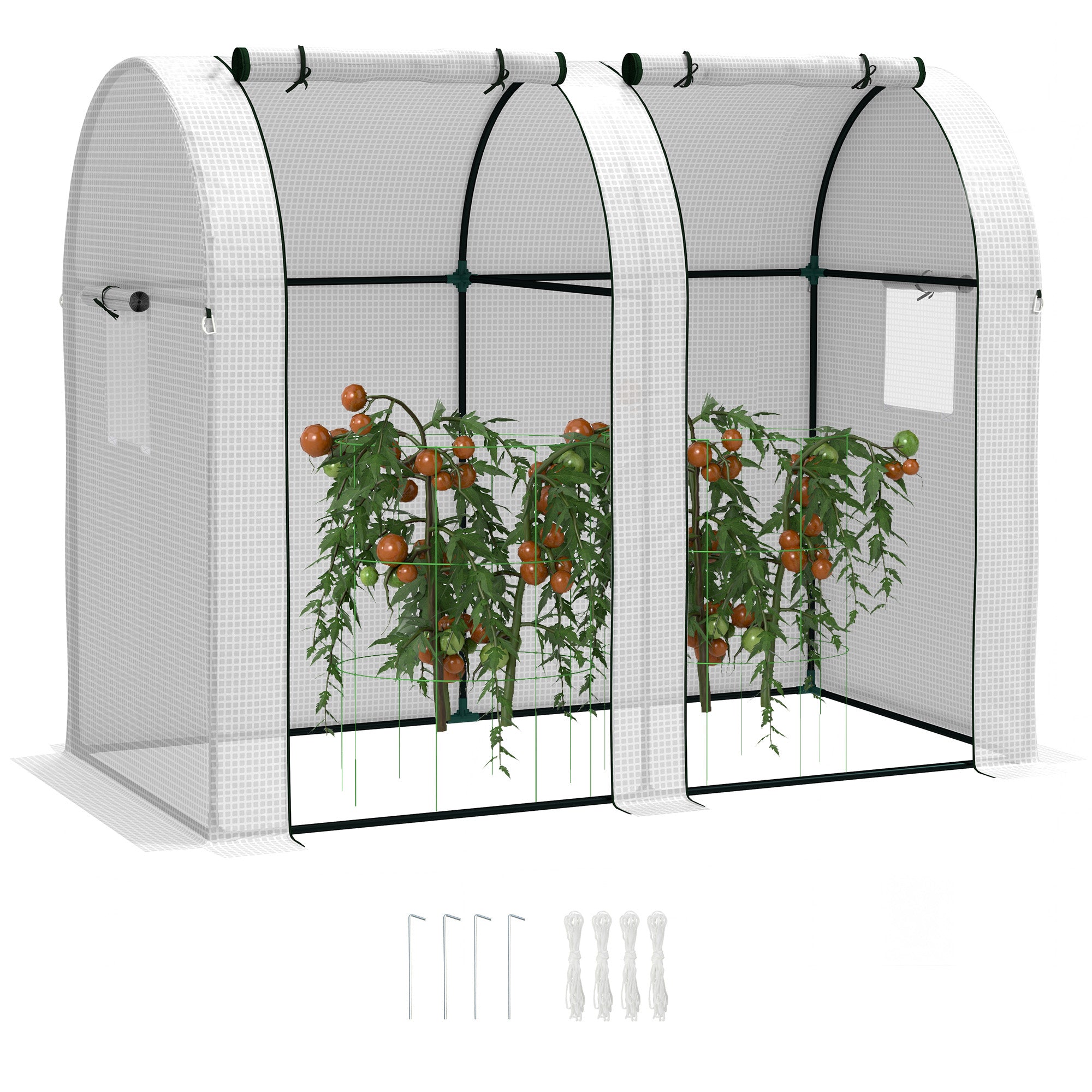 Outsunny 94 x 185cm Mini Two-Room Greenhouse - White - North Peak Garden Furniture