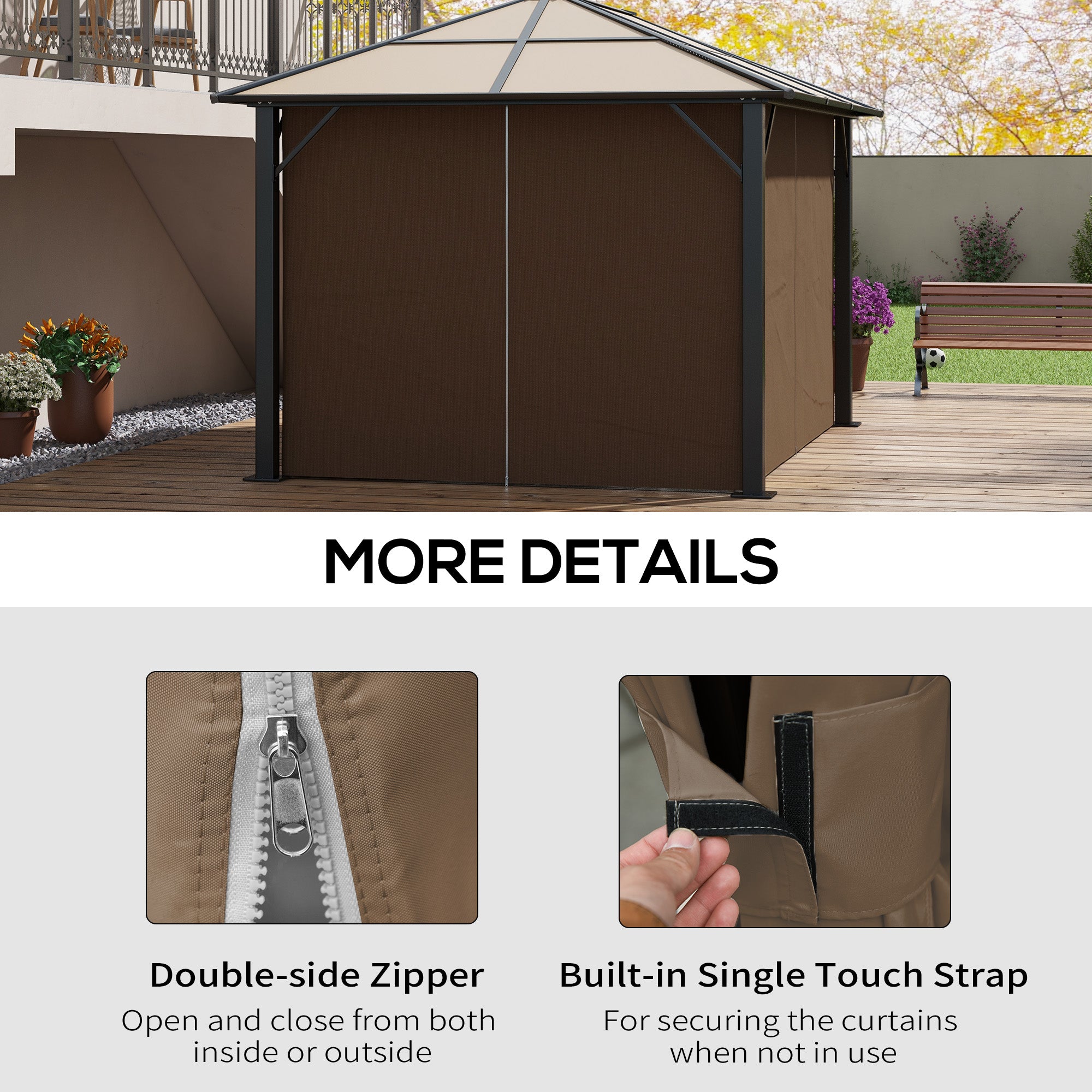 Outsunny Set of Four 3 x 4m Gazebo Replacement Walls - Dark Brown - North Peak Garden Furniture