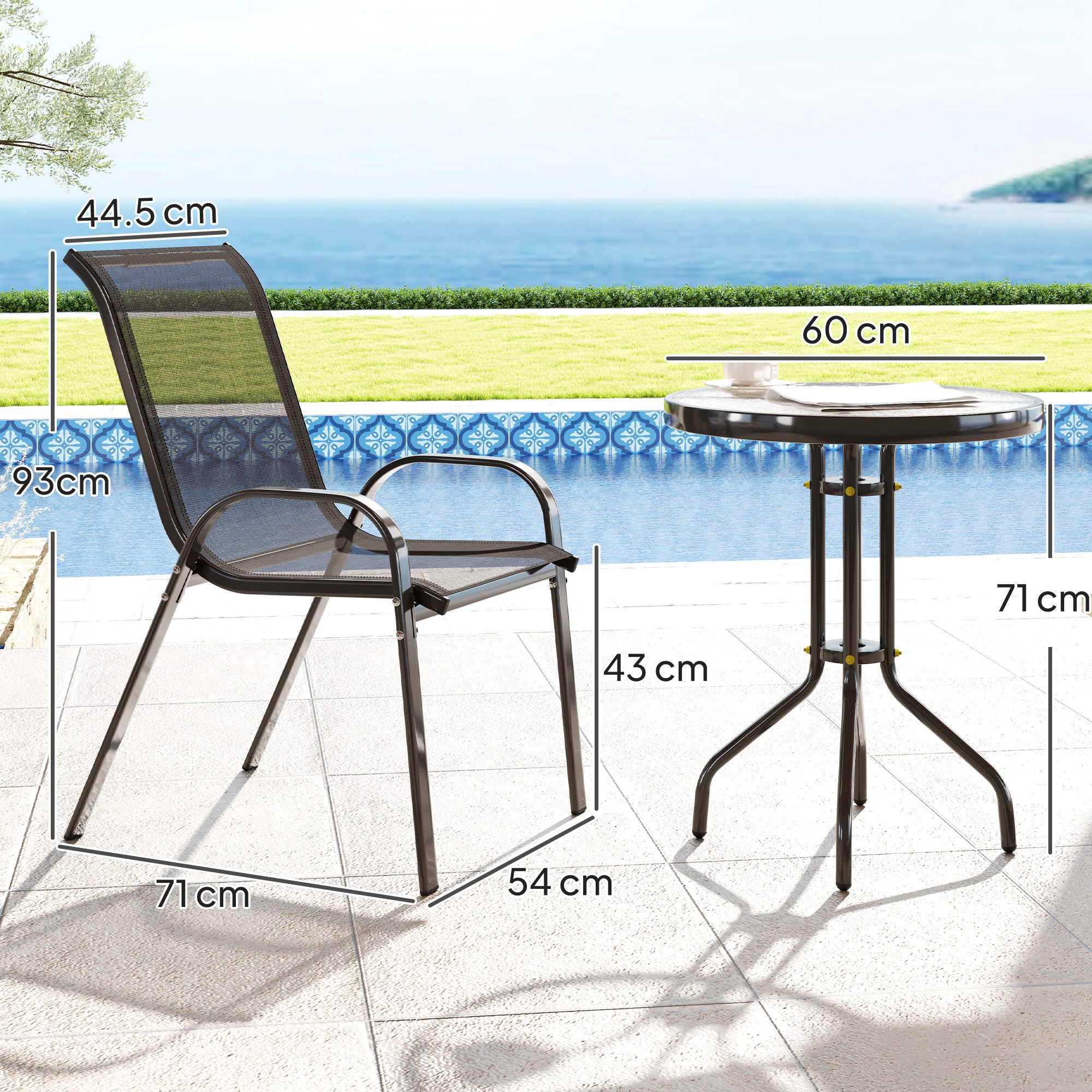 Outsunny Three-Piece Outdoor Garden Set - Black - North Peak Garden Furniture
