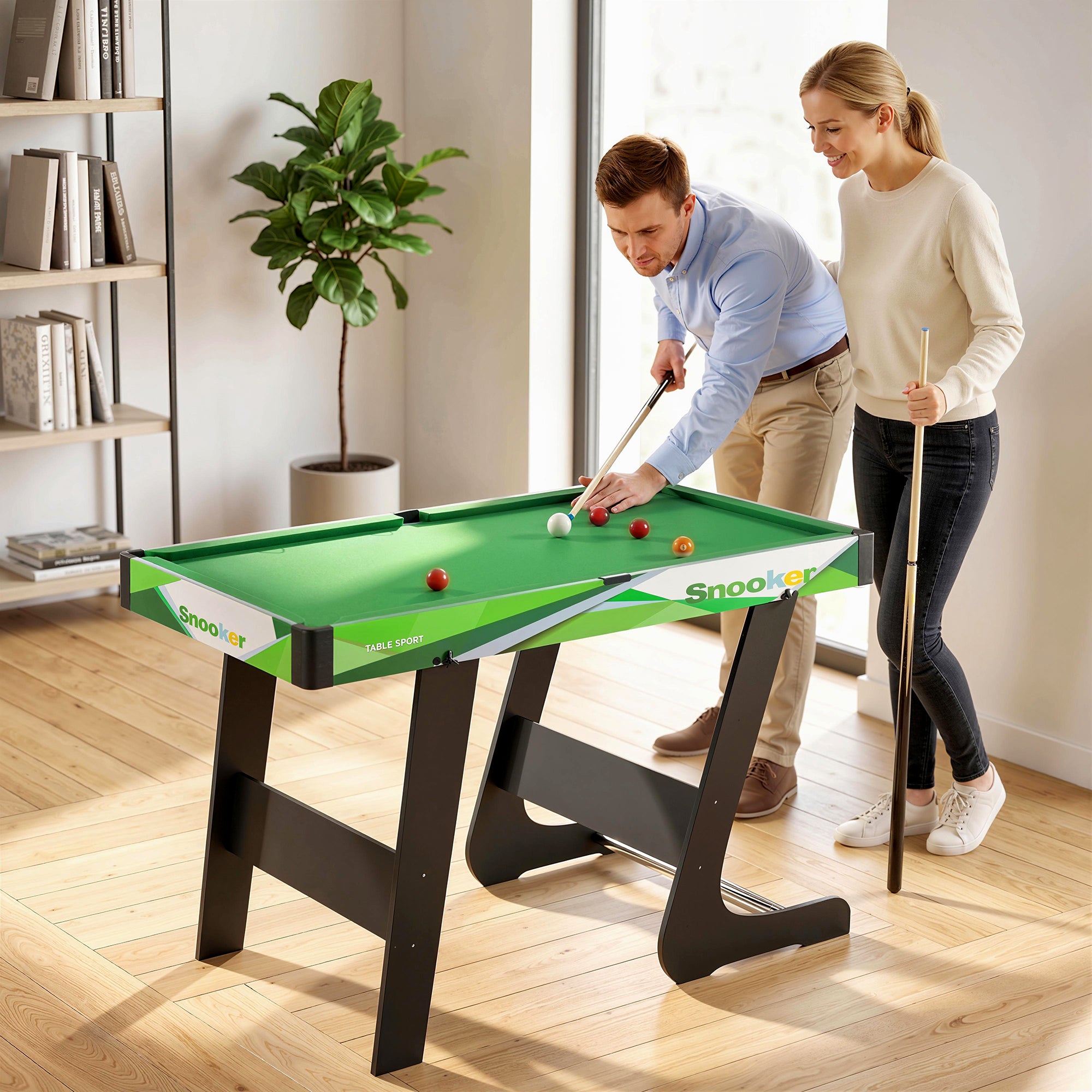 SPORTNOW 104cm Folding Mini Pool Table Set with 2 Cues, 16 Balls, Chalk, Triangle, Brush, Green
