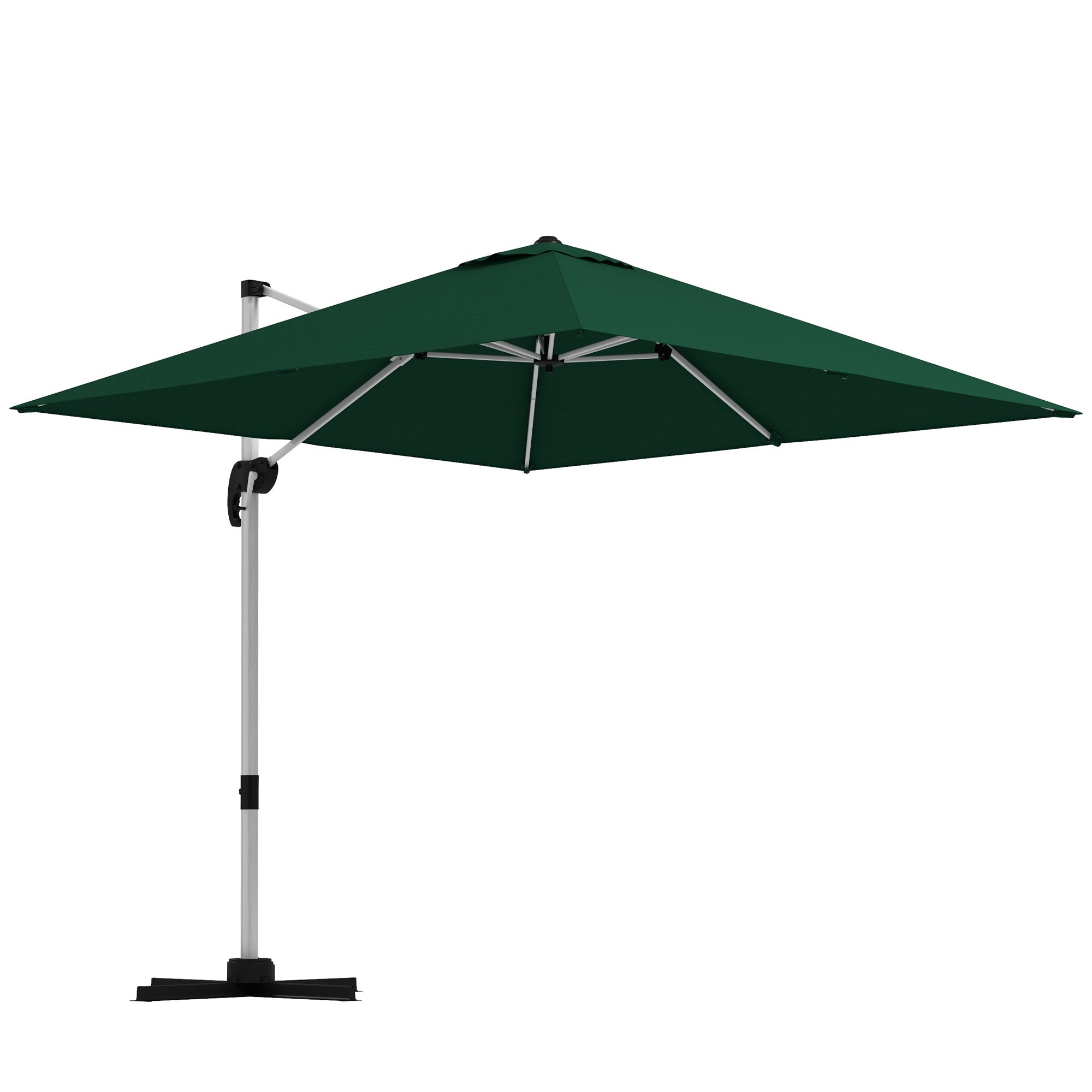 Outsunny Square Cantilever Garden Parasol, with Five-Position Canopy - Green