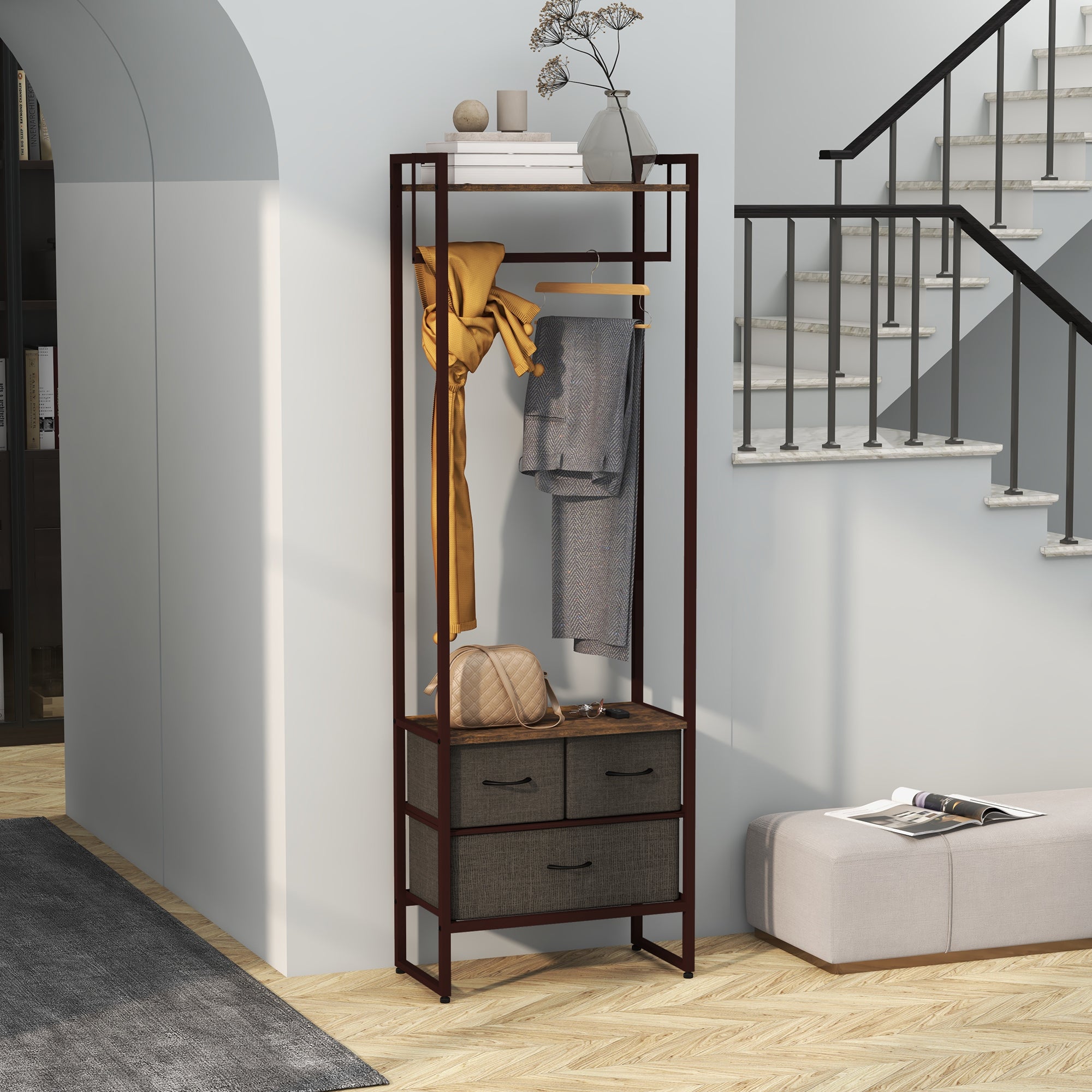 HOMCOM Compact Clothes Rail, with Drawers and Shelf - North Peak Garden Furniture