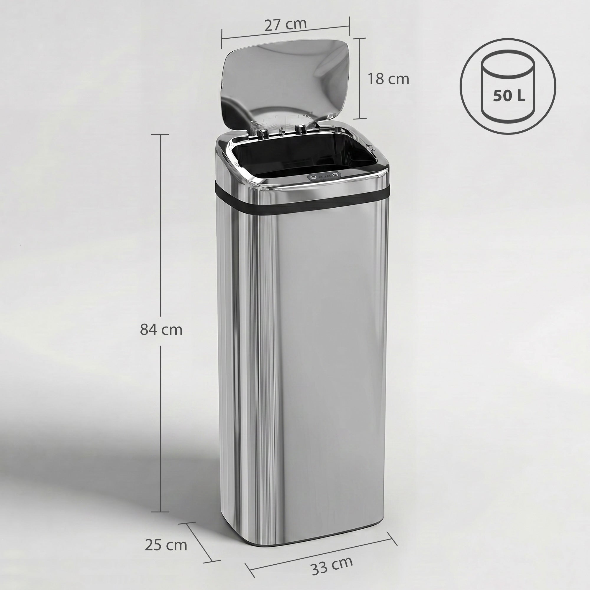 HOMCOM 50L Infrared Touchless Automatic Motion Sensor Dustbin Stainless Steel Trash Can Home Office