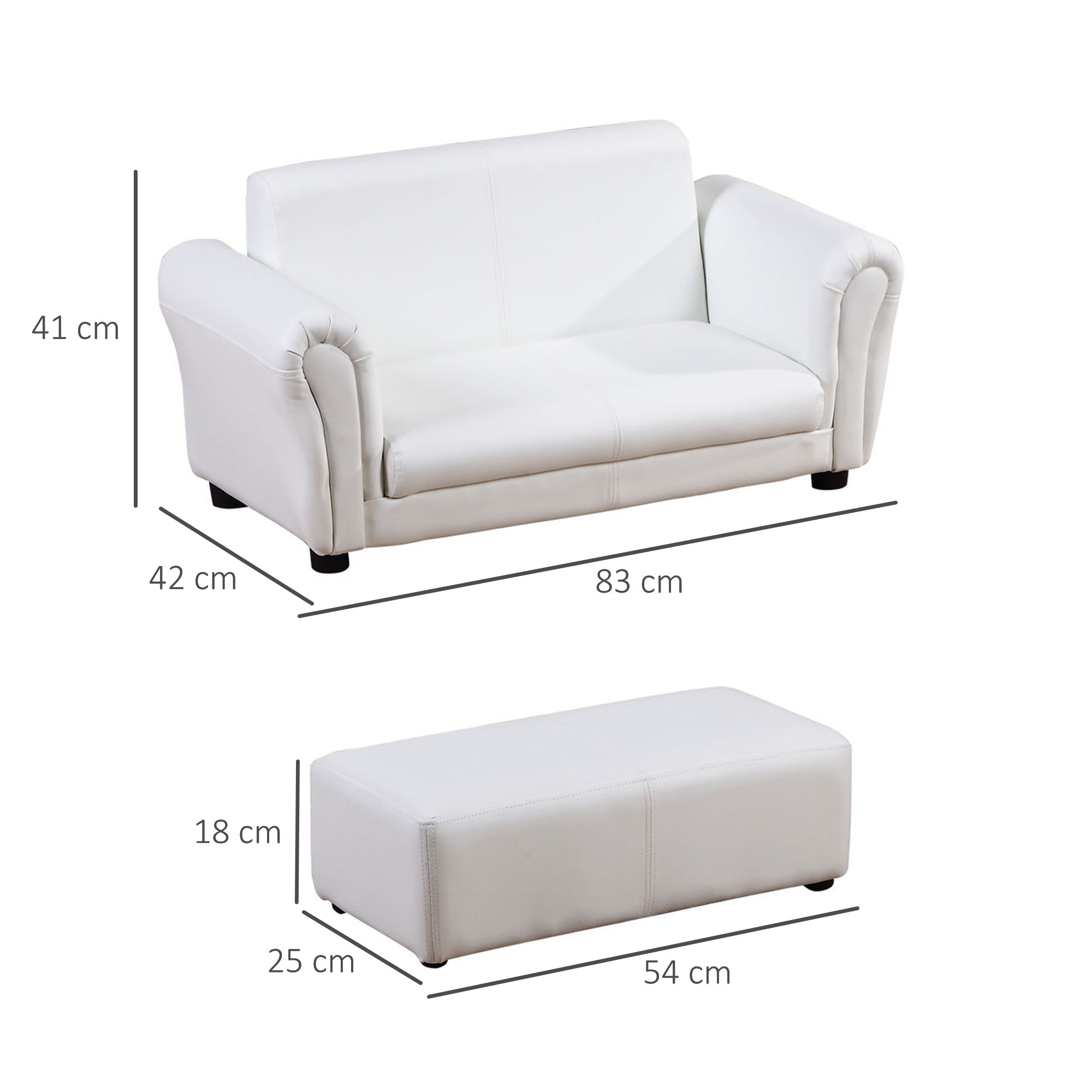 HOMCOM 2 Seater Toddler Chair Kids Twin Sofa Childrens Double Seat Chair Furniture Armchair Boys Girls Couch w/ Footstool (White) - North Peak Garden Furniture