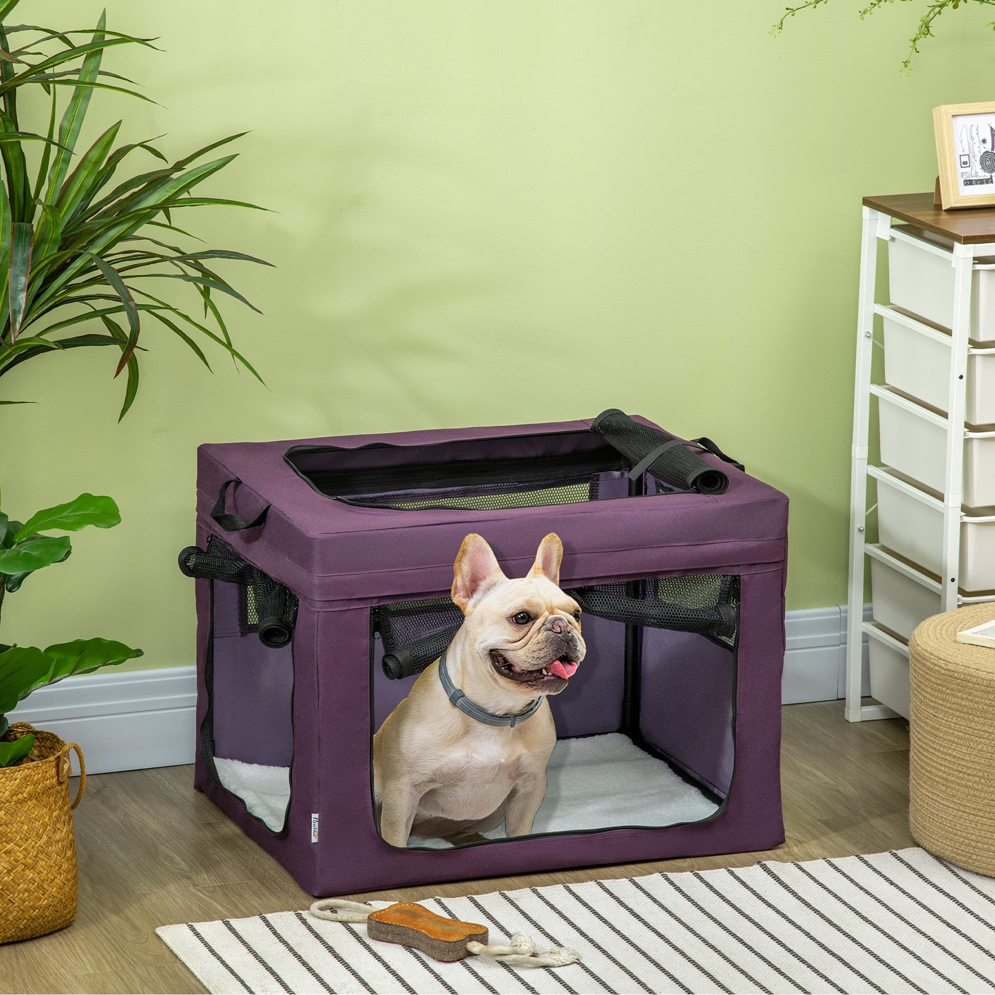PawHut 69cm Pet Carrier, with Cushion, for Miniature and Small Dogs - Purple - North Peak Garden Furniture