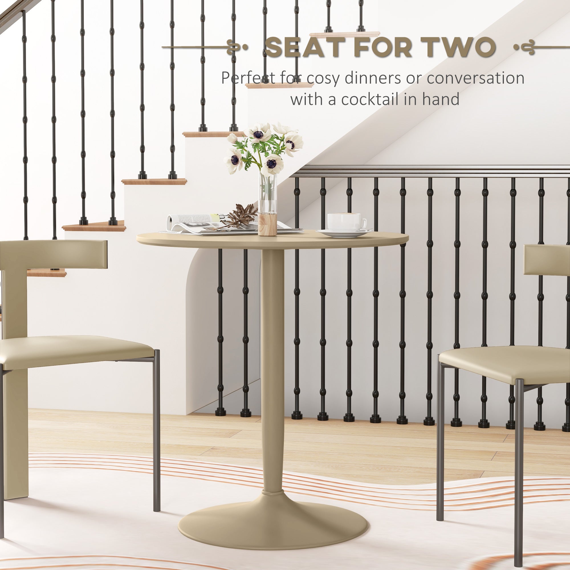 HOMCOM 75H x Φ70cm Two-Person Minimalistic Dining Table - Light Brown - North Peak Garden Furniture