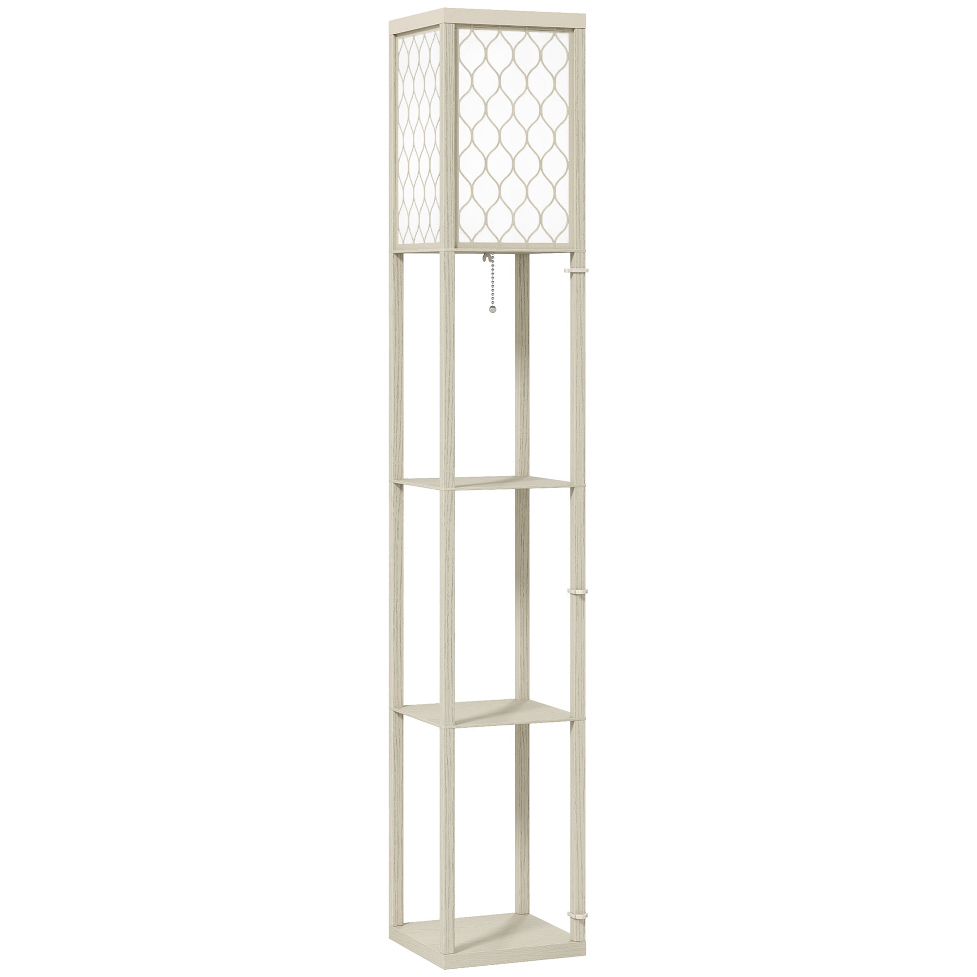HOMCOM Three-Shelf Standing Lamp - Oak/White - North Peak Garden Furniture