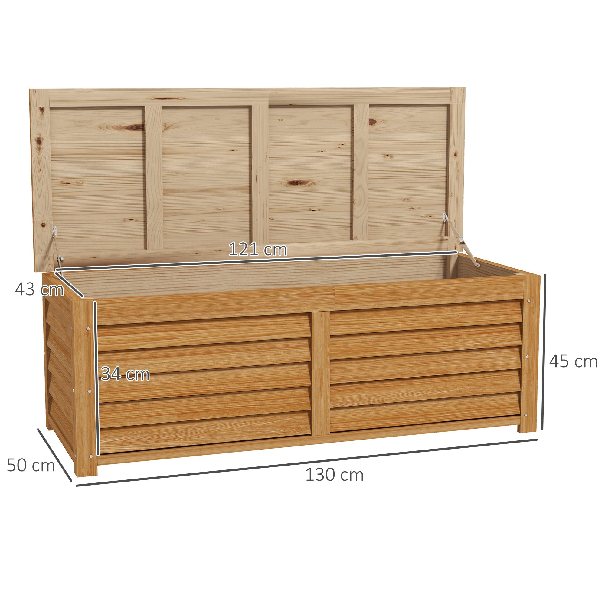 Outsunny 292L Outdoor Storage Box, Wooden Deck Box Garden Storage Container for Balcony, Porch, Poolside, Light Brown - North Peak Garden Furniture