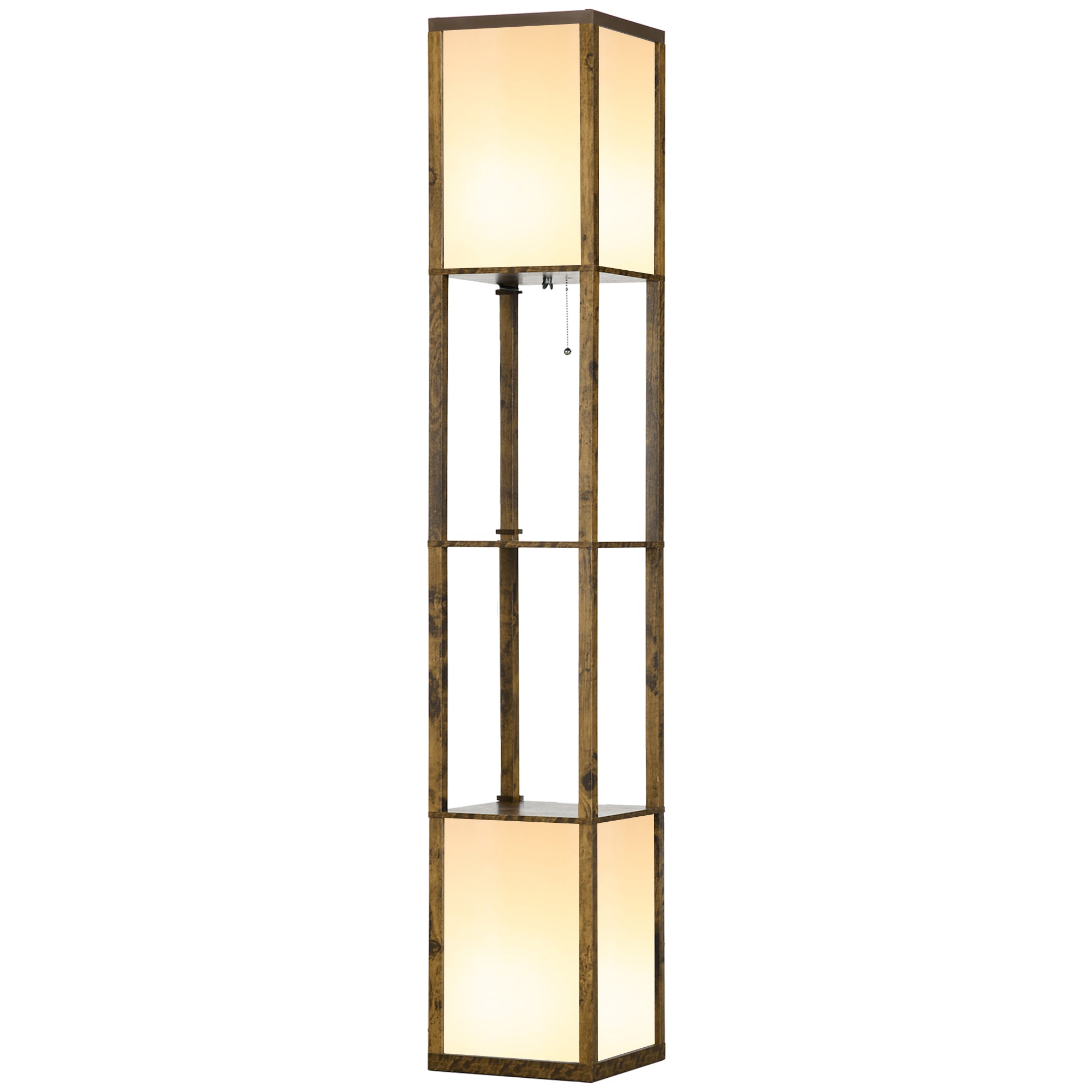 HOMCOM Modern Shelf Floor Lamp with Dual Ambient Light, Standing Lamp Living Room, Bedroom, 156cm, Brown