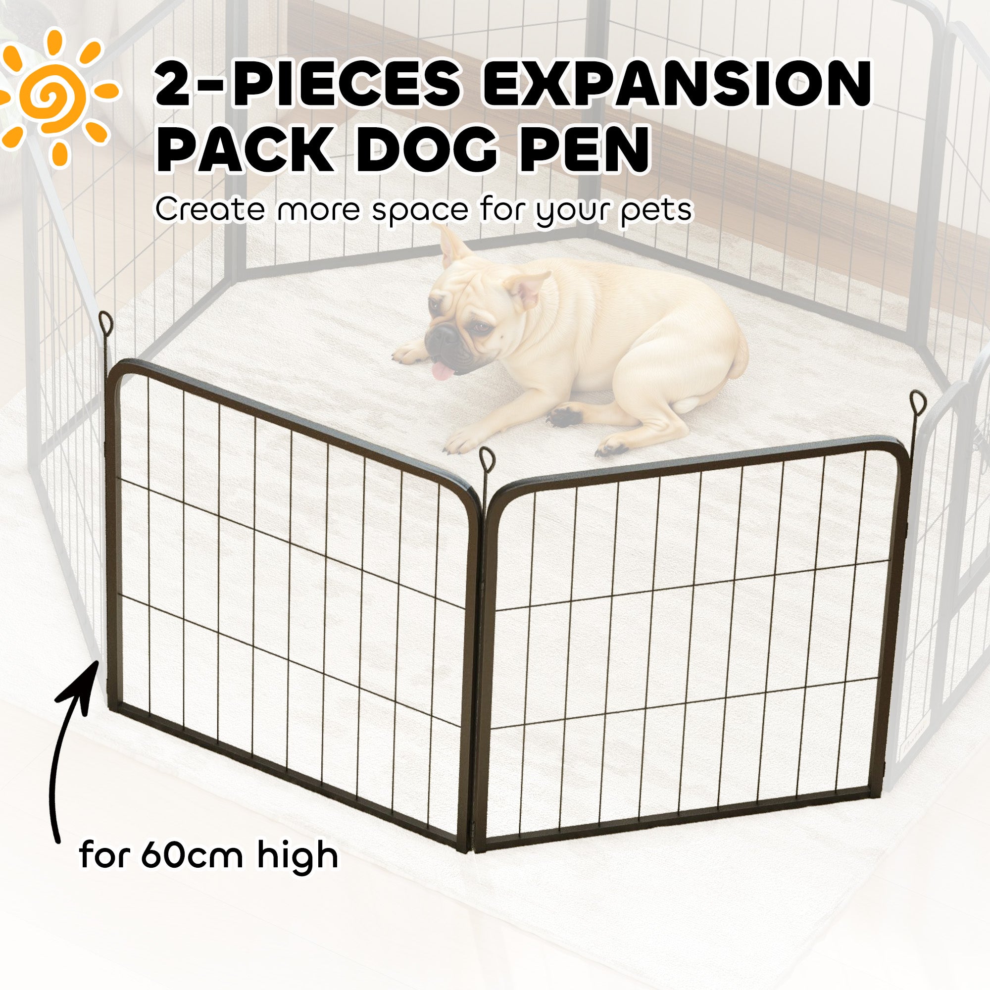 PawHut 2 Piece Dog Pen Expansion Pack for 60cm High Animal Pen with 3 Connecting Stakes - North Peak Garden Furniture