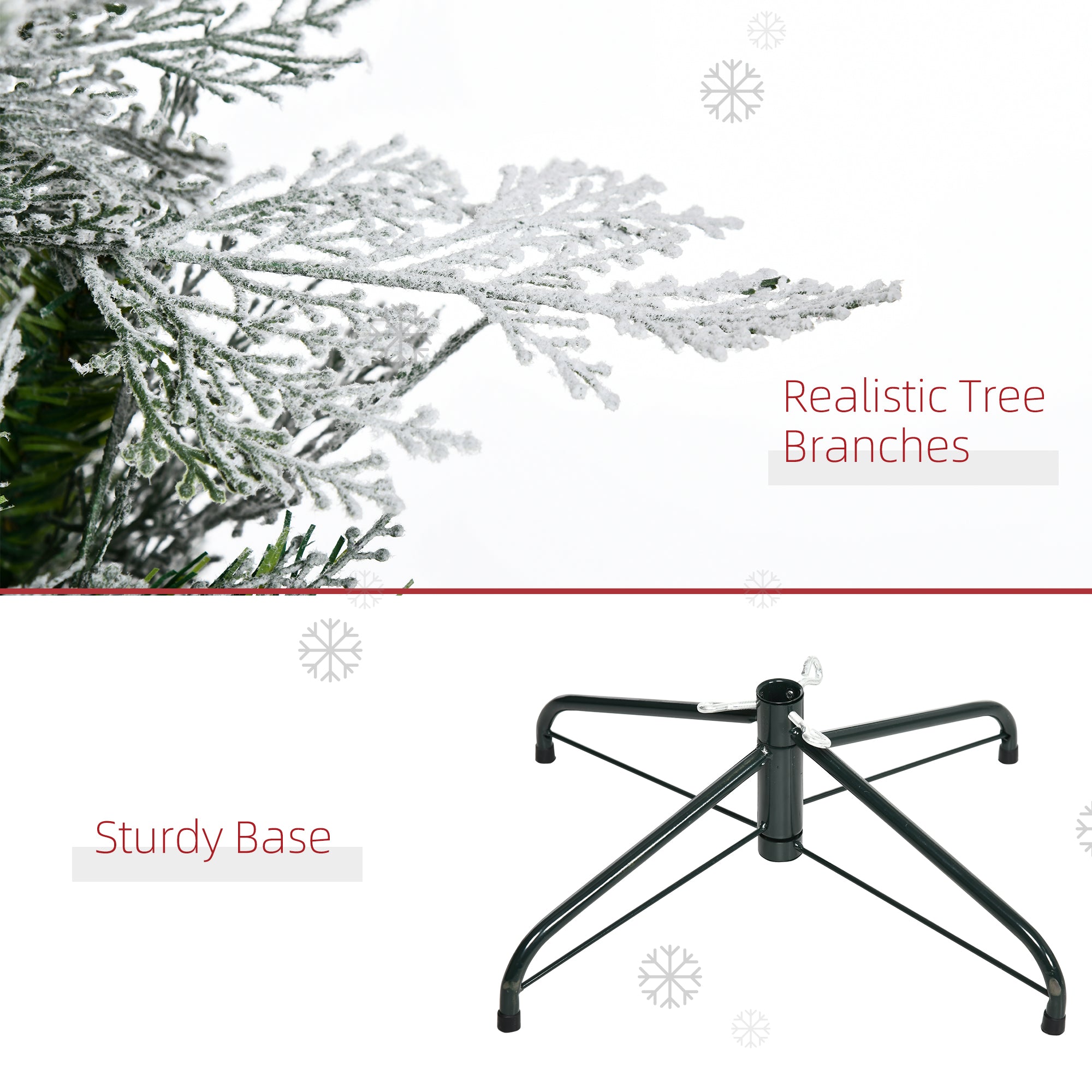 HOMCOM 7 Ft Pencil Snow Flocked Artificial Christmas Tree with Realistic Cypress Branches, Auto Open, Green - North Peak Garden Furniture