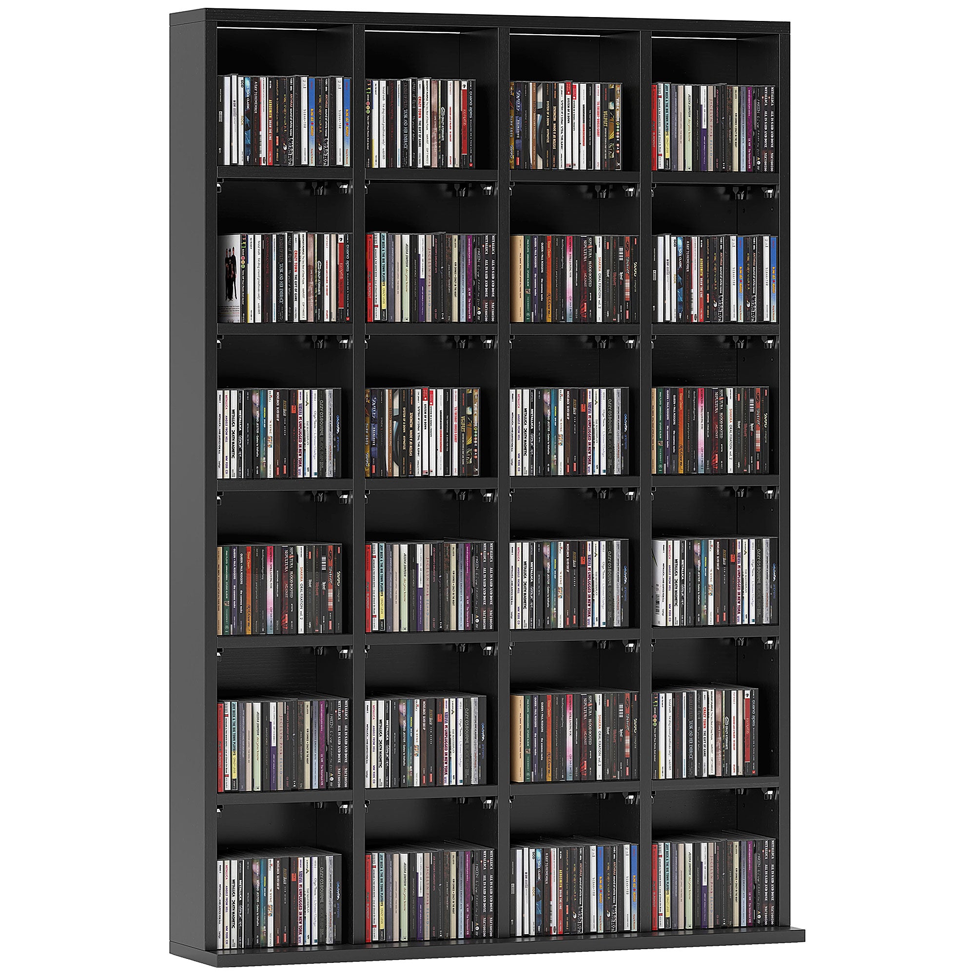 HOMCOM CD Storage Unit with Adjustable Shelves, 89 x 130.5 cm, Black - North Peak Garden Furniture