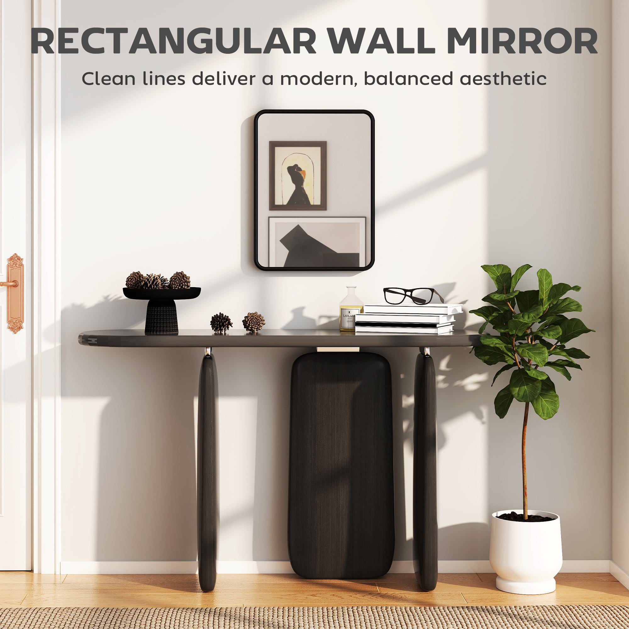 HOMCOM Rectangular Wall Mirror with HD Glass - Black
