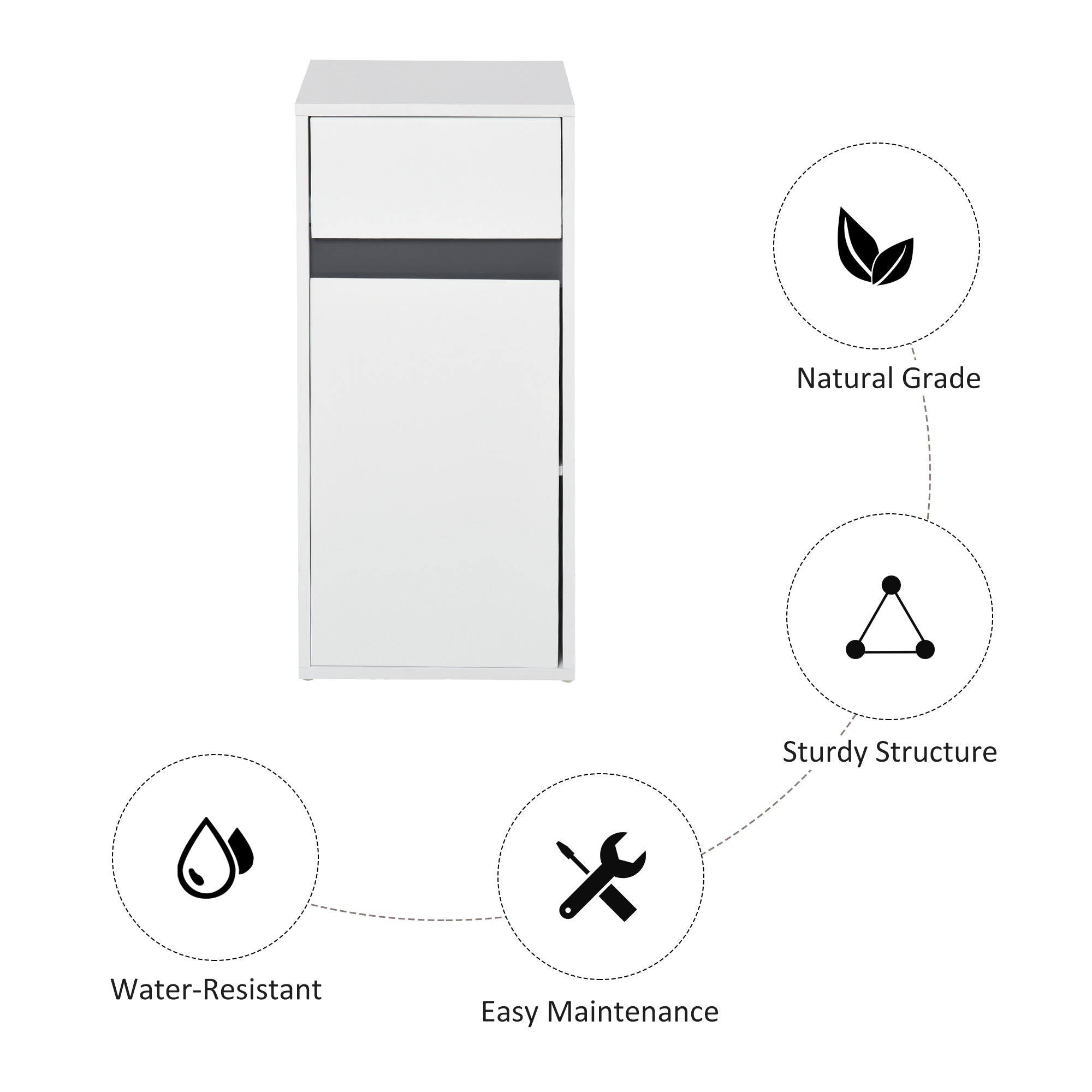 HOMCOM MDF Tri-Compartment Bathroom Storage Cabinet White - North Peak Garden Furniture