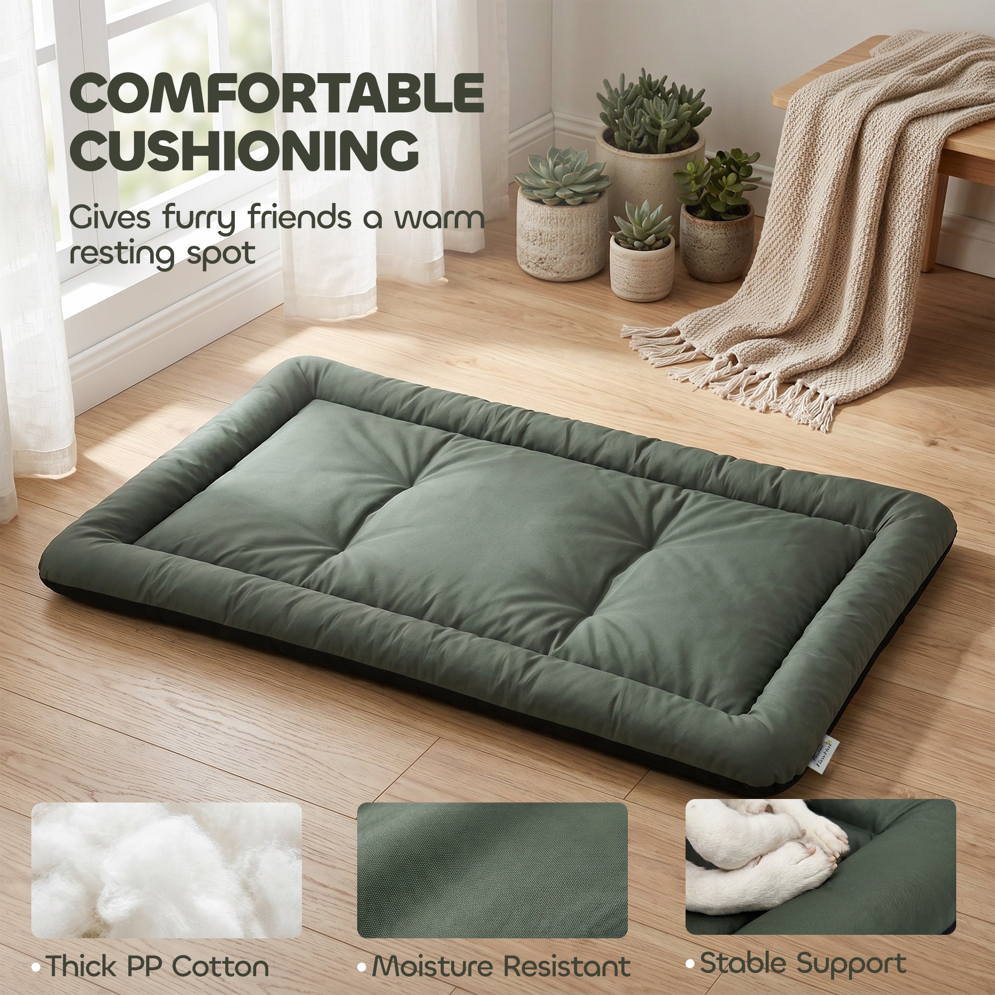 PawHut Waterproof Dog Bed, Foldable Pet Bed with Anti-Slip Bottom, Machine Washable for Large Dogs and Cats, 130 x 85 x 7 cm