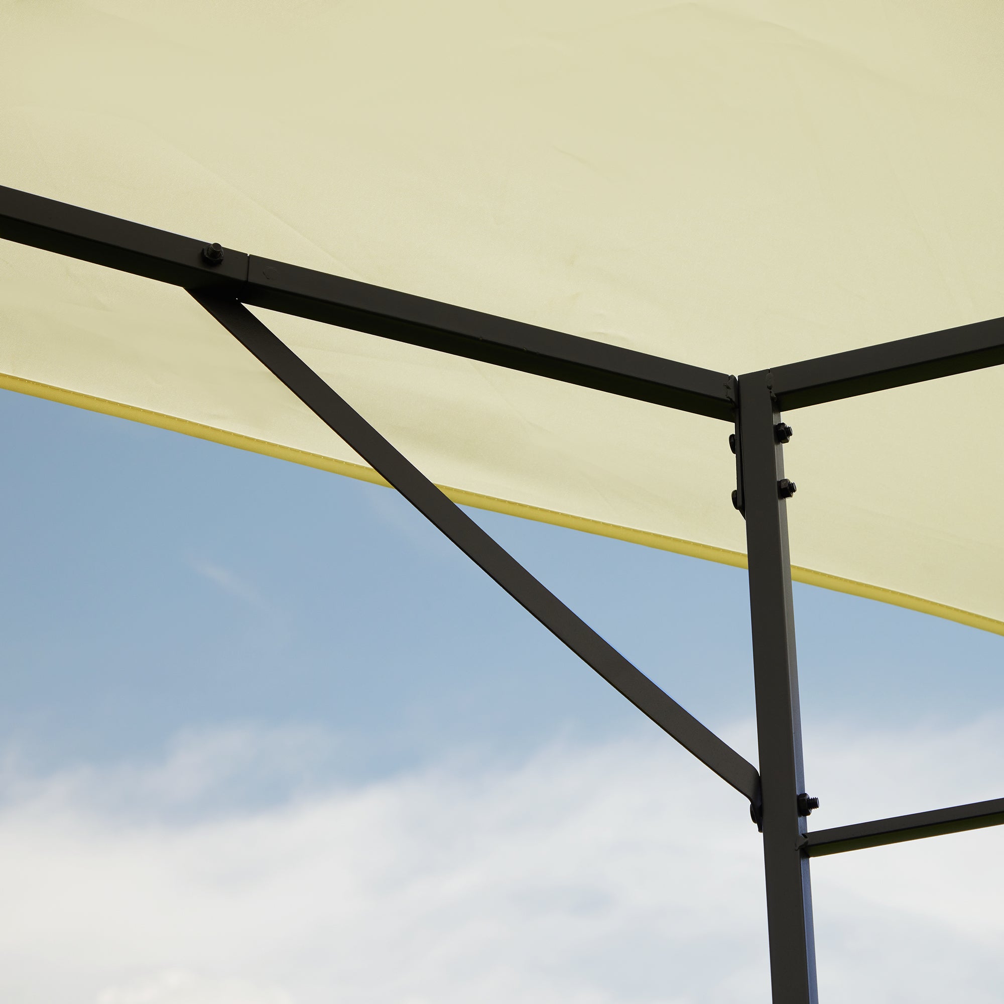 Outsunny 3 x 3 Meters Patio Garden Metal Gazebo Marquee Steel Frame with Canopy Awning Tent Water Resistant Cream - North Peak Garden Furniture