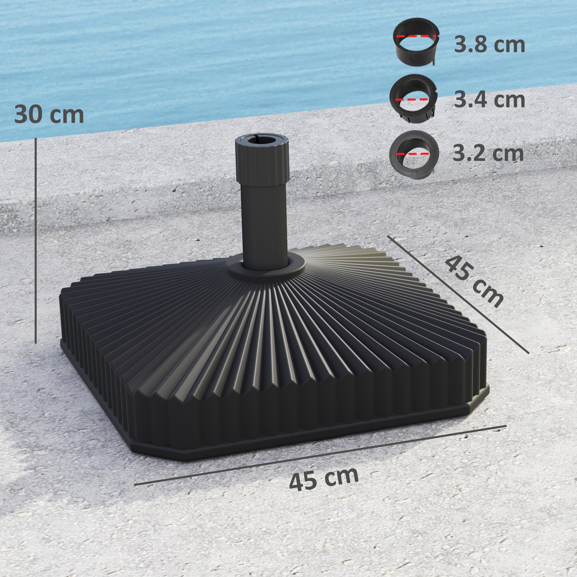 Outsunny Patio Umbrella Stand, Heavy Duty Outdoor Parasol Base, Sand/Water Filled, Black