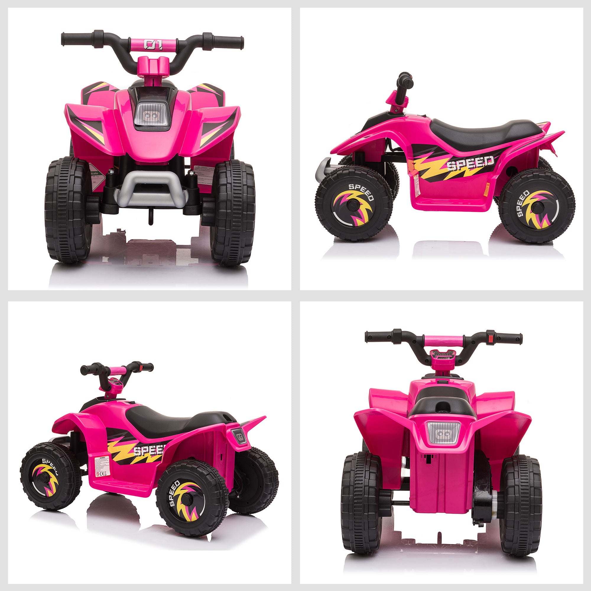 HOMCOM 6V Kids Electric Ride on Car ATV Toy Quad Bike Four Big Wheels w/ Forward Reverse Functions Toddlers for 18-36 Months Old Pink - North Peak Garden Furniture