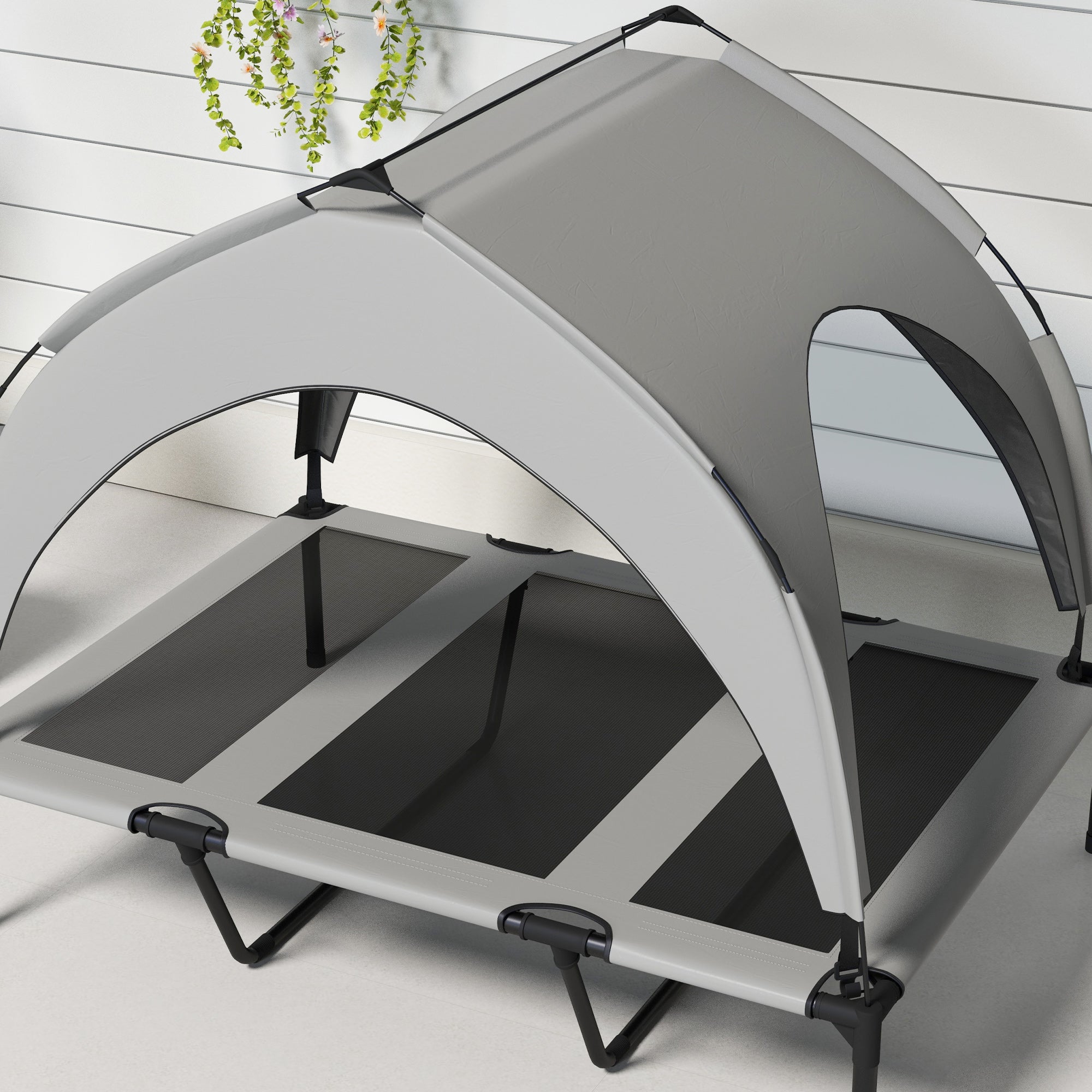 PawHut Cooling Raised Pet Bed w/ Washable Breathable Mesh, for Large Dogs, 106 x 76 x 94cm - Light Grey - North Peak Garden Furniture