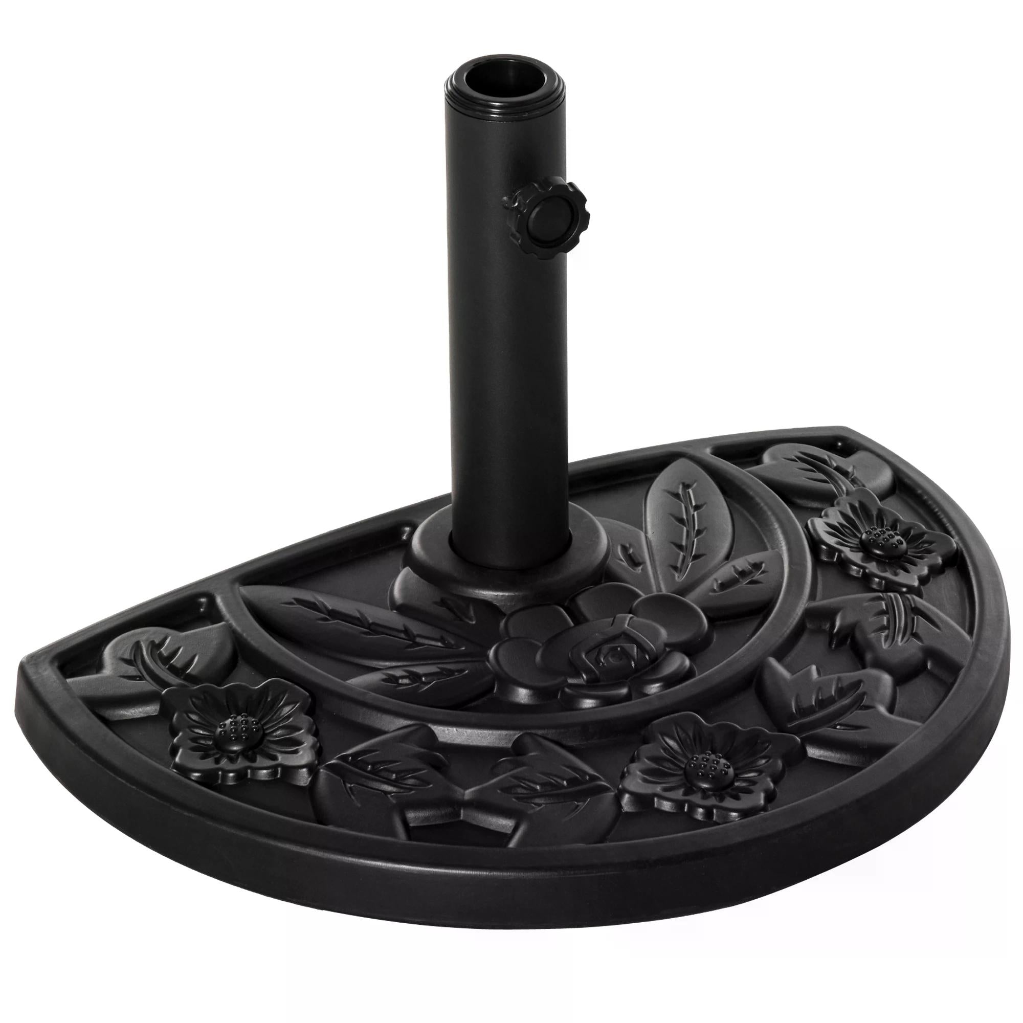 Outsunny Half Round Parasol Base Weighted Umbrella Holder Stand Balcony Black