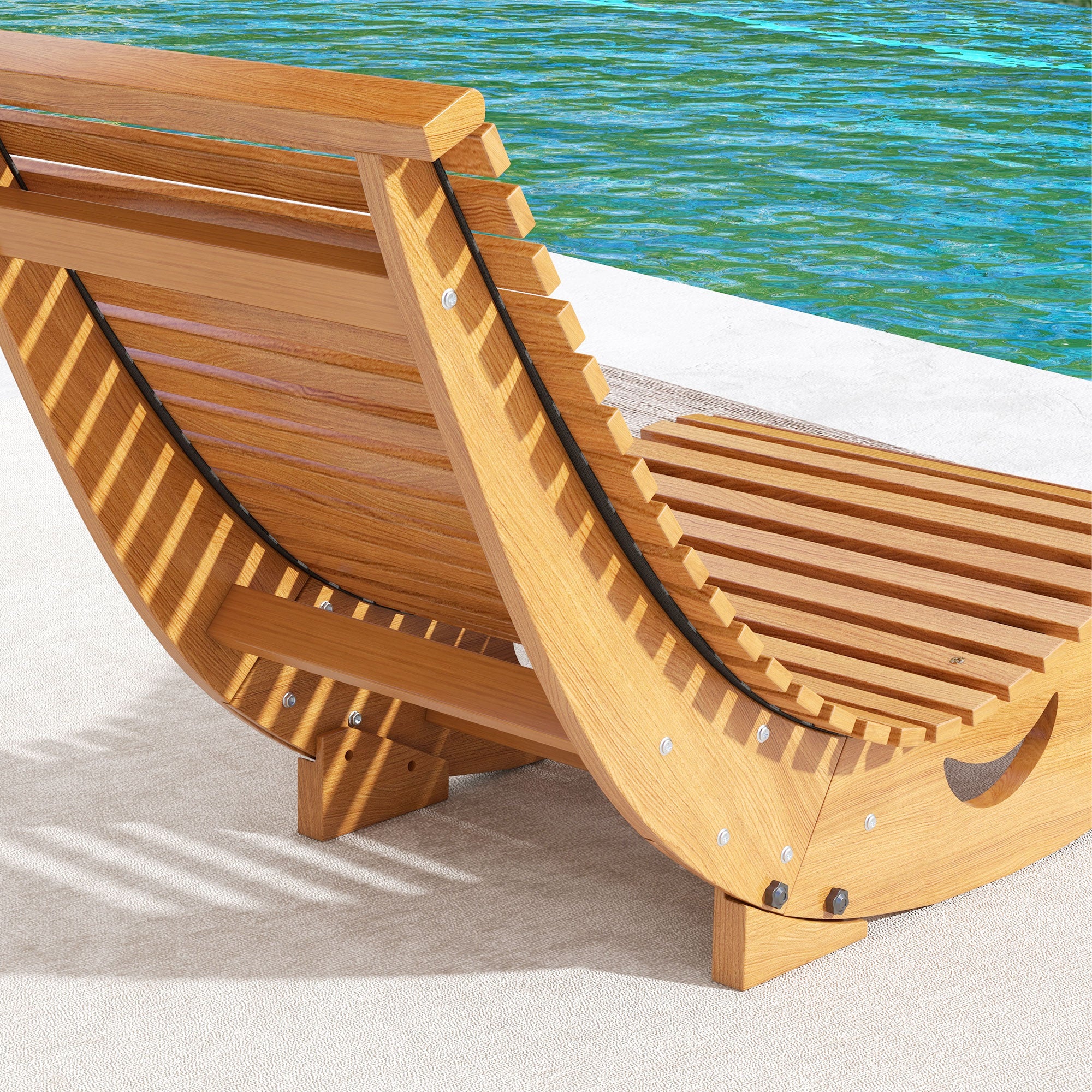 Outsunny Outdoor Rocking Chair w/ Slatted Seat, Wooden Rocking Chair, 130cm x 60cm x 60cm, Teak