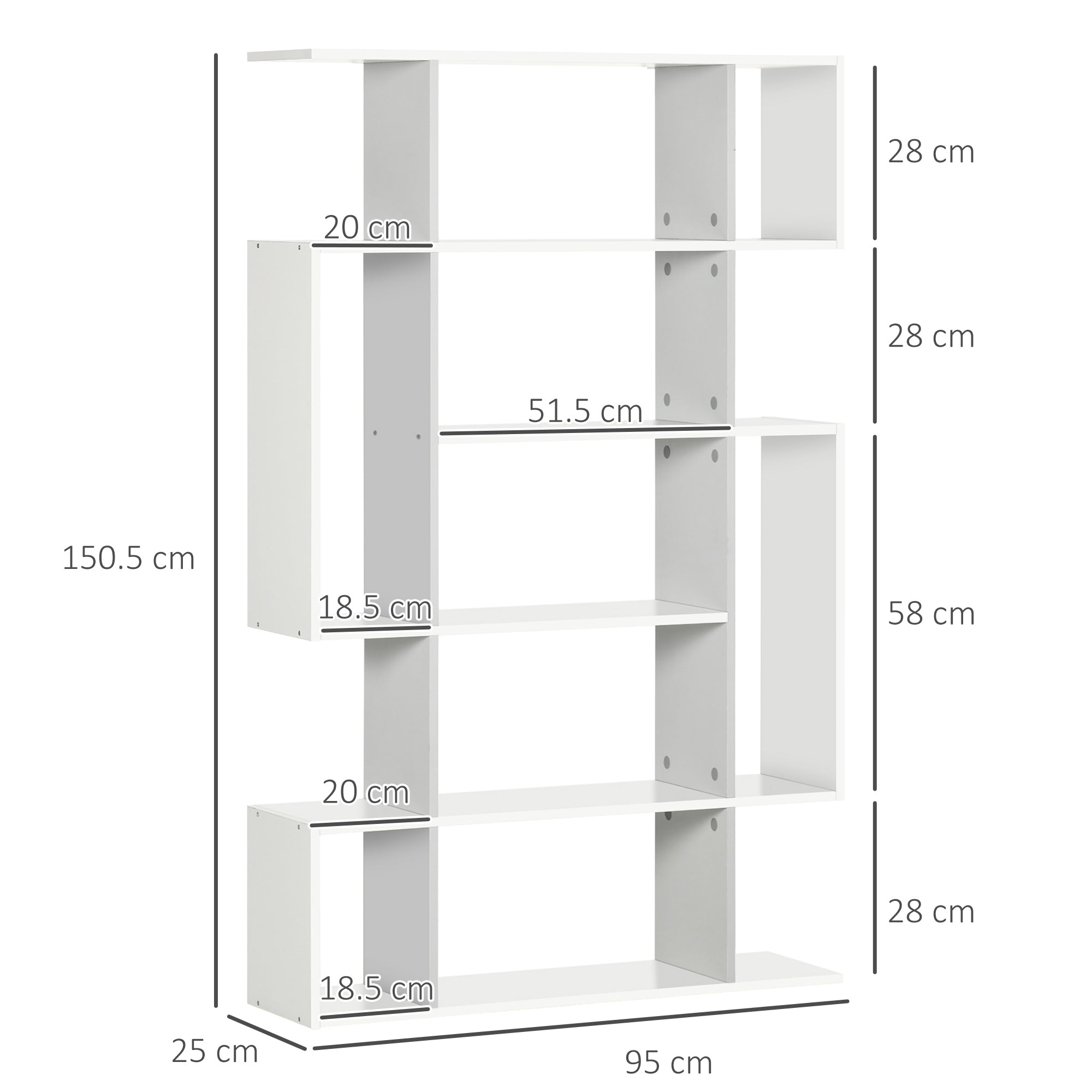 HOMCOM 5-Tier Bookshelf, Modern Bookcase with 13 Open Shelves, Freestanding Decorative Storage Shelving for Home Office and Study, White - North Peak Garden Furniture