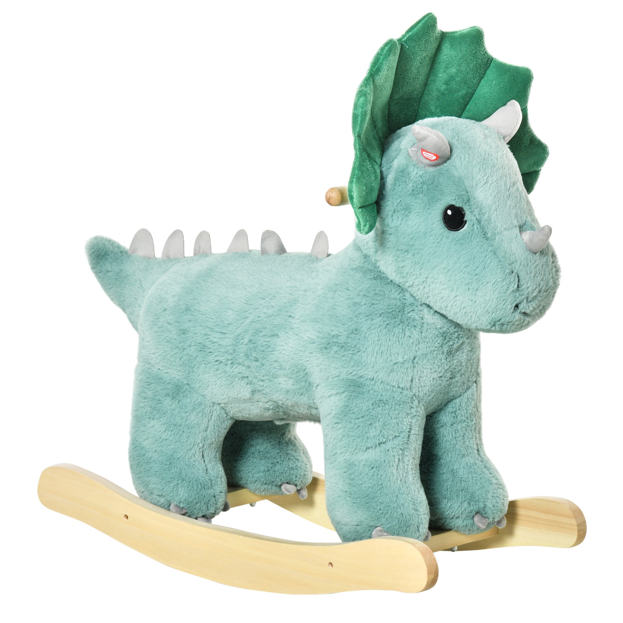 HOMCOM Plush Ride-On Rocking Dinosaur, with Sound - Green - North Peak Garden Furniture