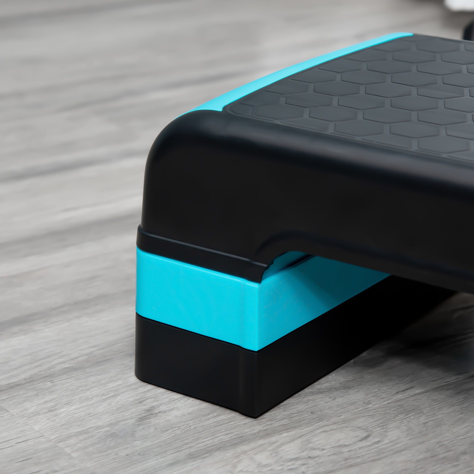 HOMCOM Aerobic Step with 3-Level Adjustable Heights for Home, Office Exercise, Black and Blue - North Peak Garden Furniture