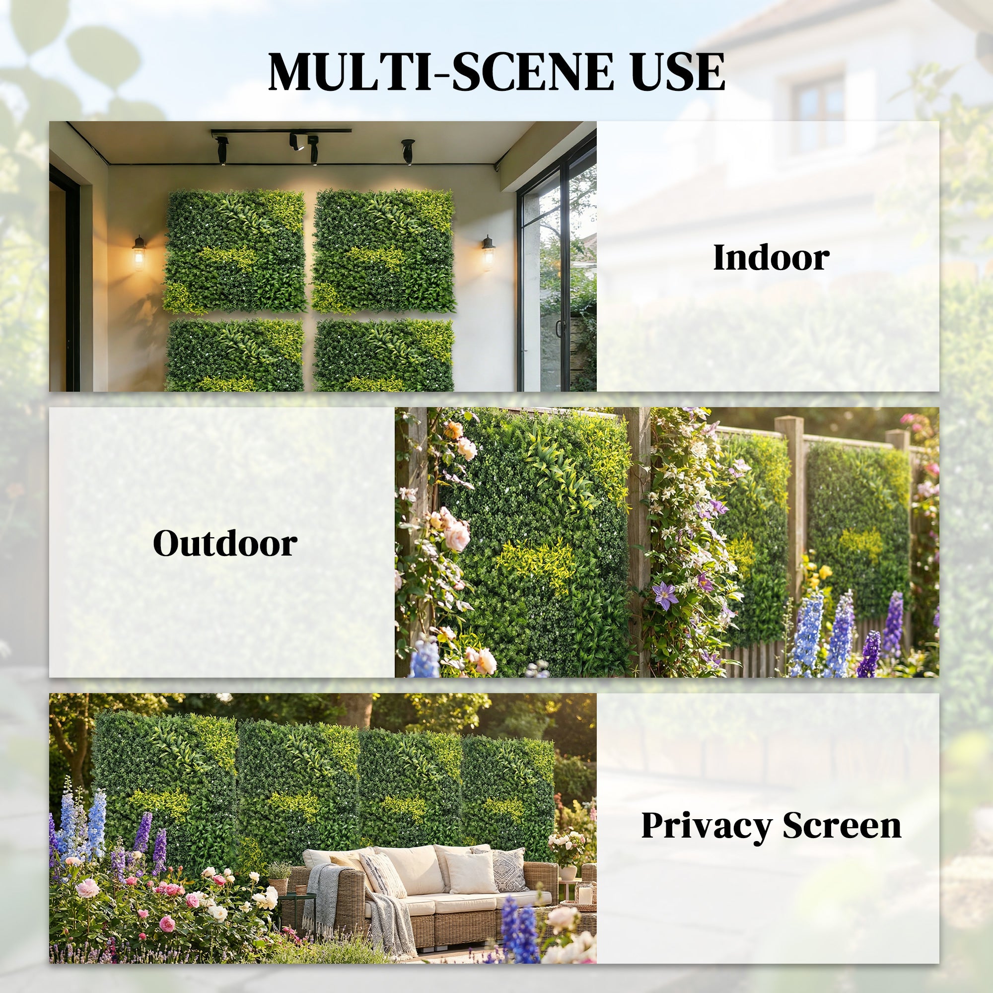 Outsunny Artificial Plant Wall Panel, 100x100 cm Artificial Grass Backdrop Wall, Green