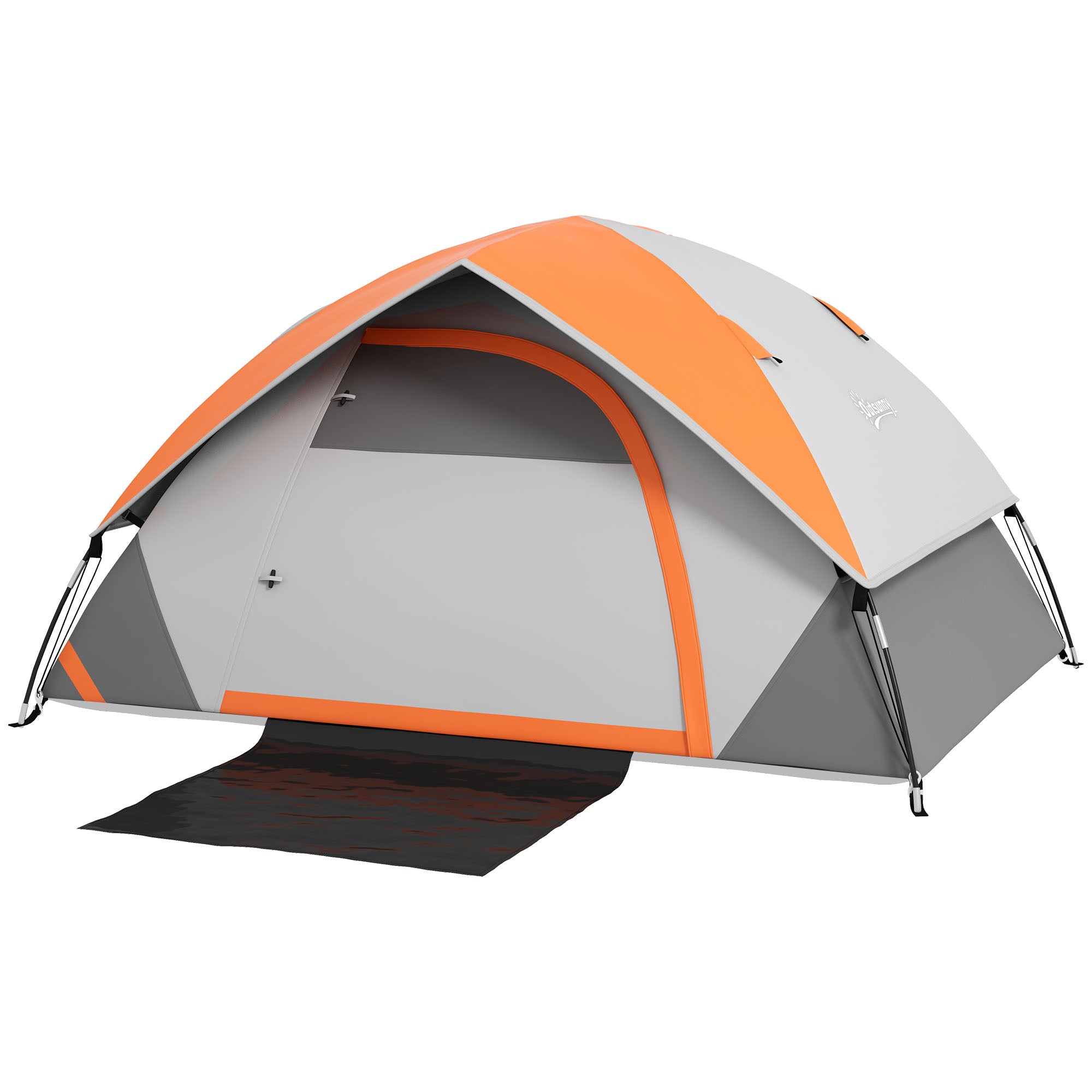 Outsunny 2 Man Pop up Camping Tent, 2000mm Waterproof with Carry Bag for Fishing Hiking Backpacking, Grey and Orange