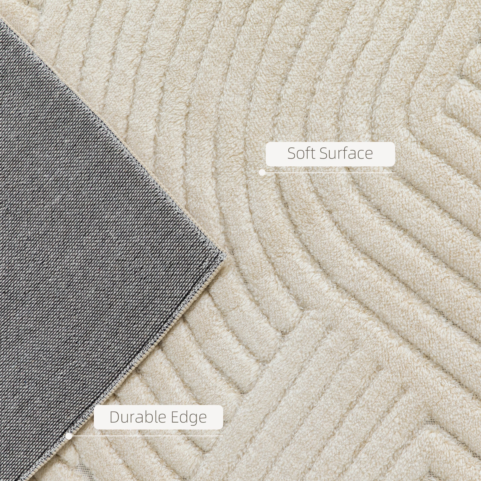 HOMCOM Modern Geometric Rug, Thick & Plush, Non-Slip, 200 x 140 cm – Cream, Living Room/Bedroom/Office