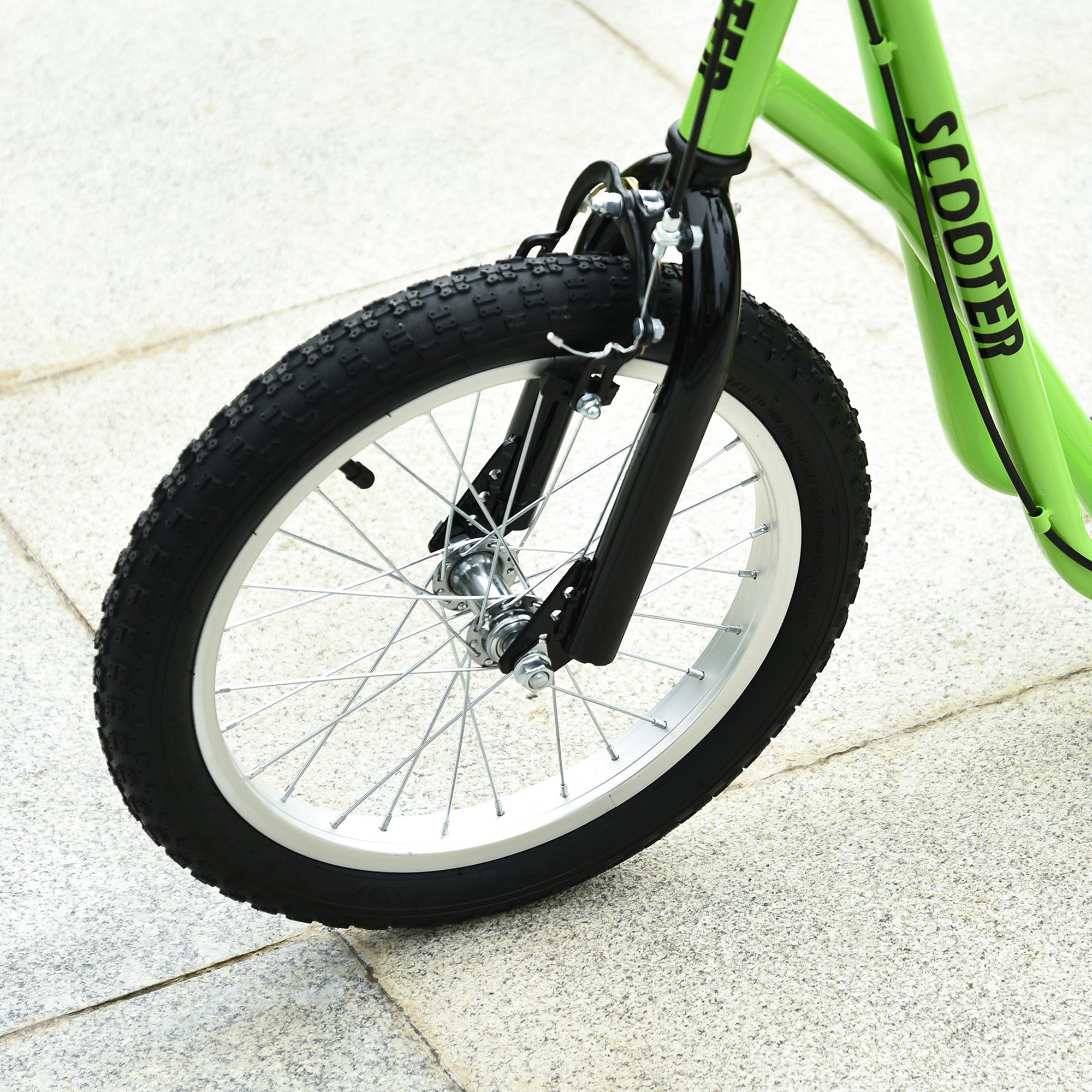 HOMCOM Kick Scooters for Kids with Adjustable Height, Anti-Slip Deck, Dual Brakes, Rubber Tyres, for Boys and Girls Aged 5+ Years Old - Green - North Peak Garden Furniture