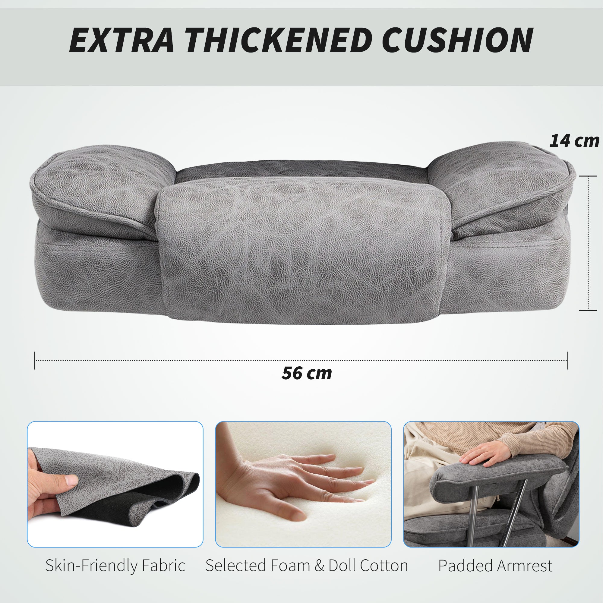 HOMCOM Leathaire Reclining Office Chair with Lumbar Support Pillow - Grey - North Peak Garden Furniture