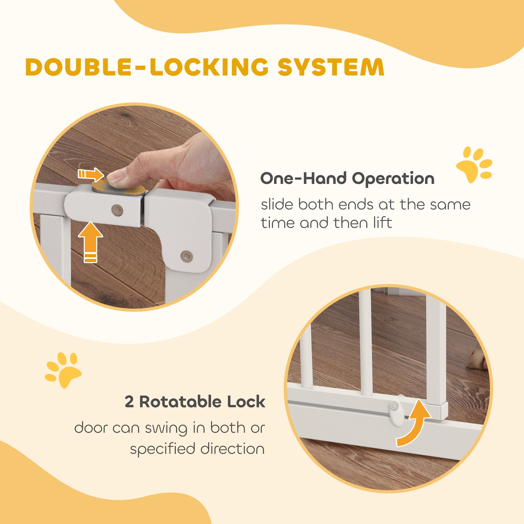 PawHut Wide Dog Safety Gate, with Door Pressure, for Doorways, Hallways, Staircases - White - North Peak Garden Furniture