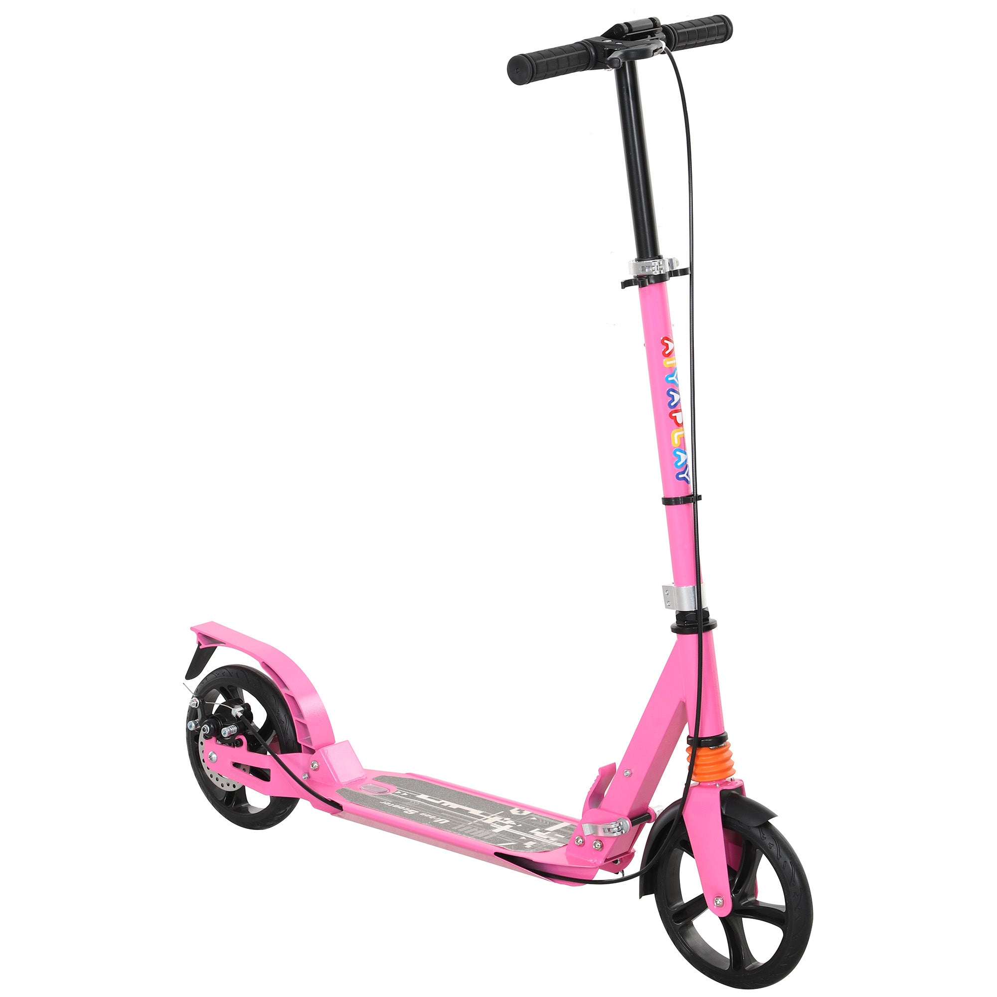 AIYAPLAY Kids Scooter with Four-Level Adjustable Handlebar, Dual Brake System, 200mm Wheels, ABEC-7 Bearings, Pink - North Peak Garden Furniture