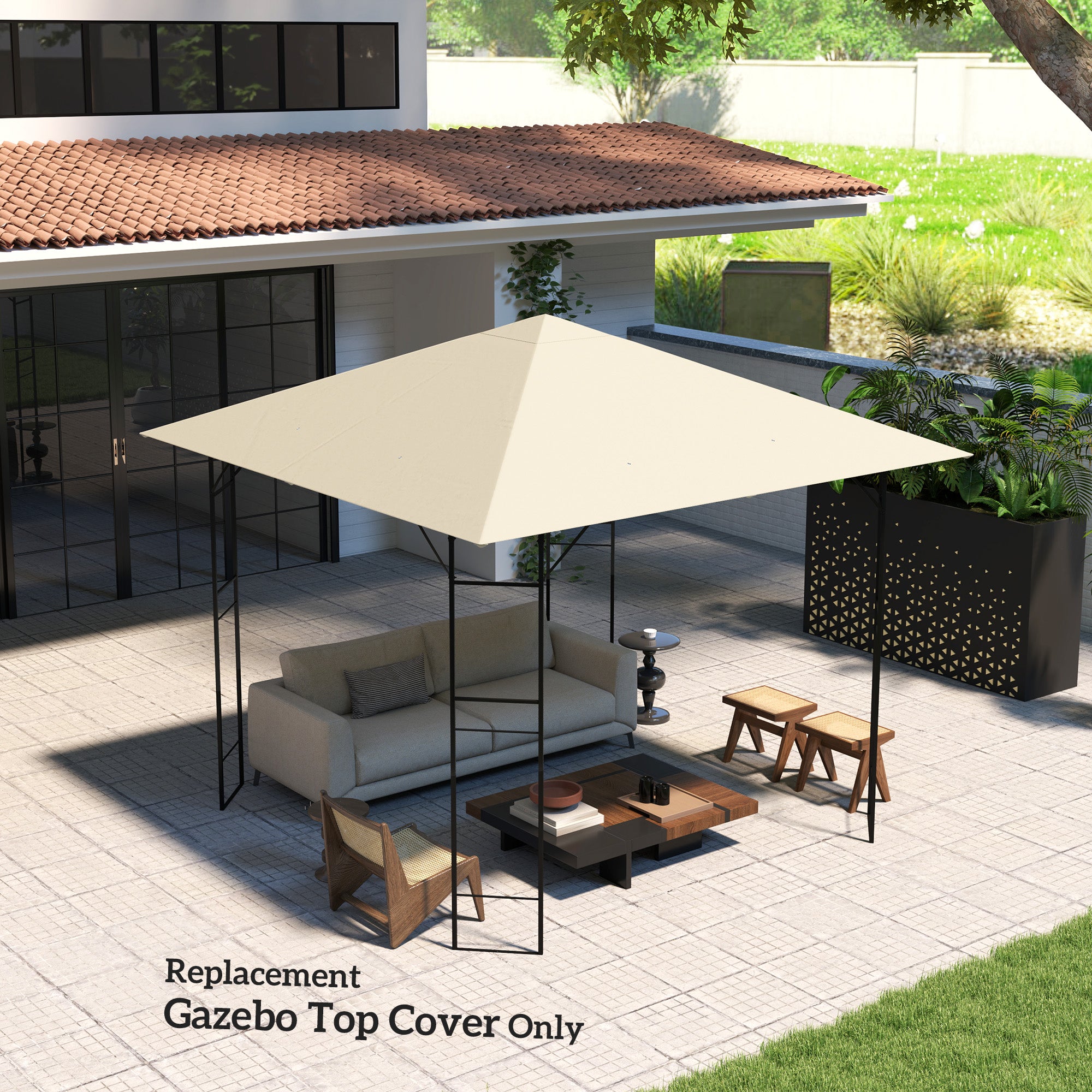 Outsunny 3 x 3(m) Gazebo Canopy Replacement, for 01-0867 - Cream - North Peak Garden Furniture