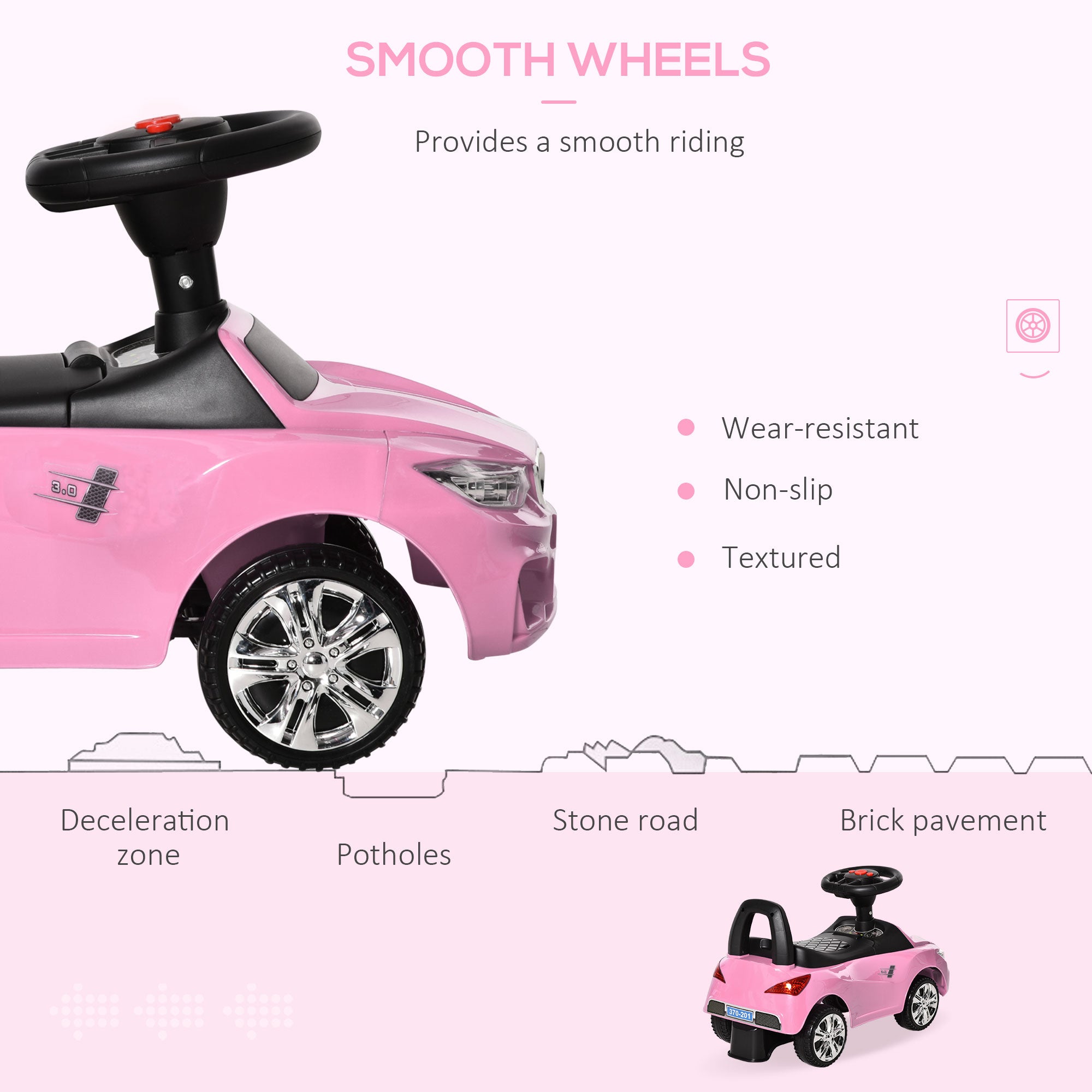 HOMCOM Ride on Car Baby Toddler Walker Foot to Floor Sliding Car Slider Pink