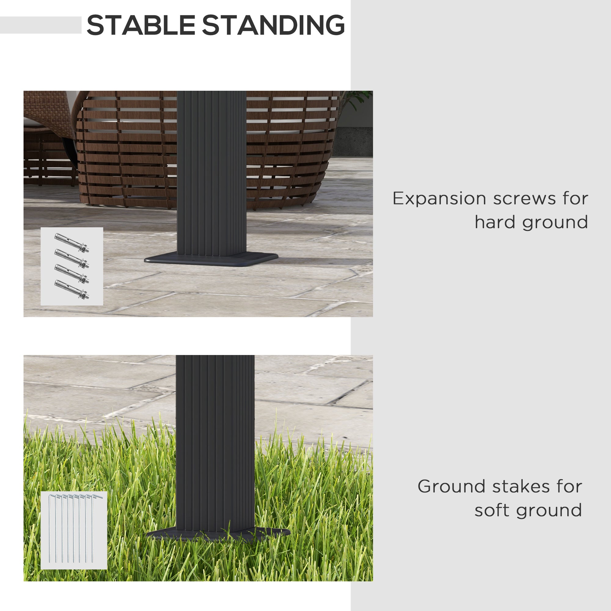 Outsunny 3 x 3m Aluminium Pergola, with Retractable Roof - Dark Grey - North Peak Garden Furniture