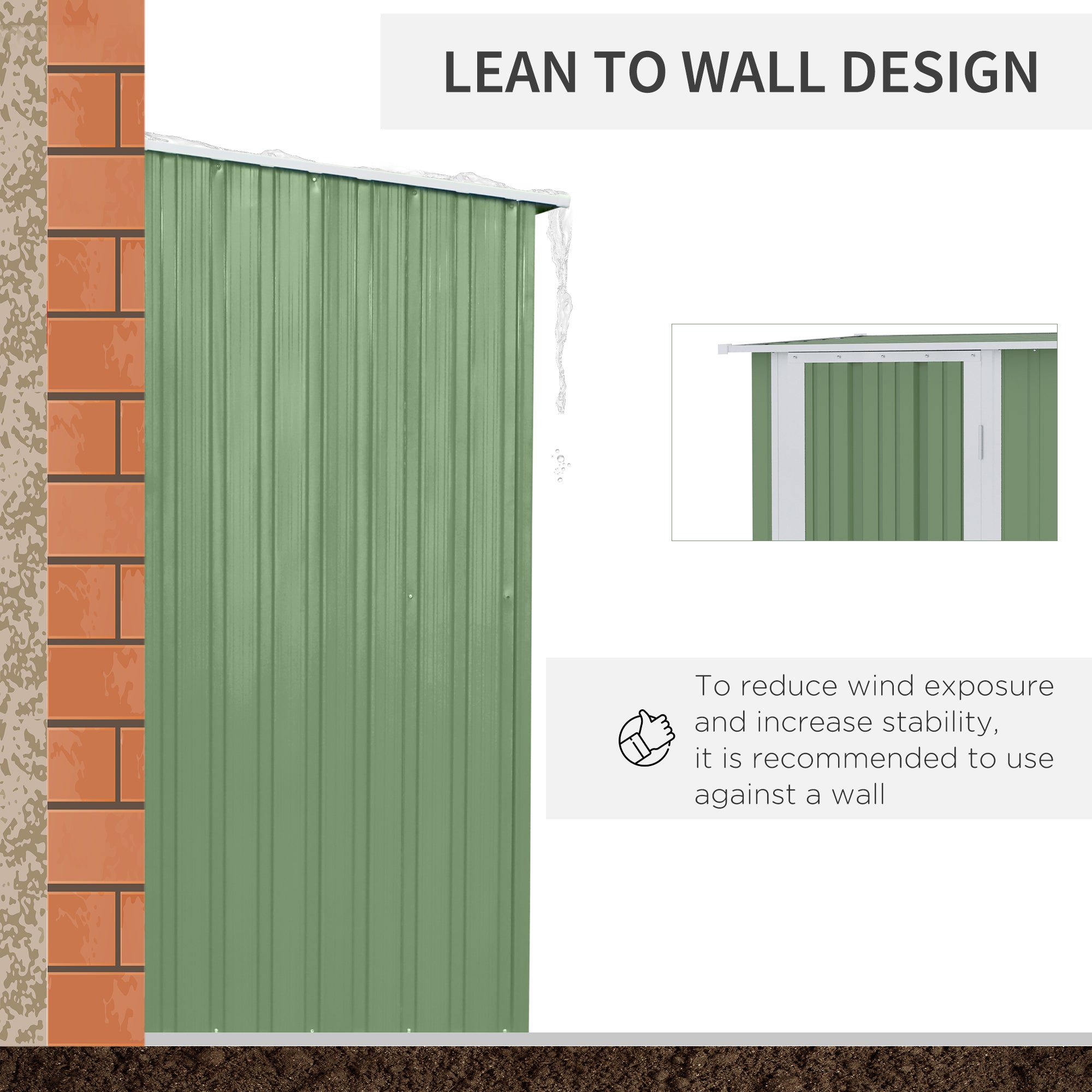 Outsunny 5ft x 3ft Garden Metal Storage Shed, Outdoor Tool Shed with Sloped Roof, Lockable Door for Tools, Equipment, Light Green - North Peak Garden Furniture