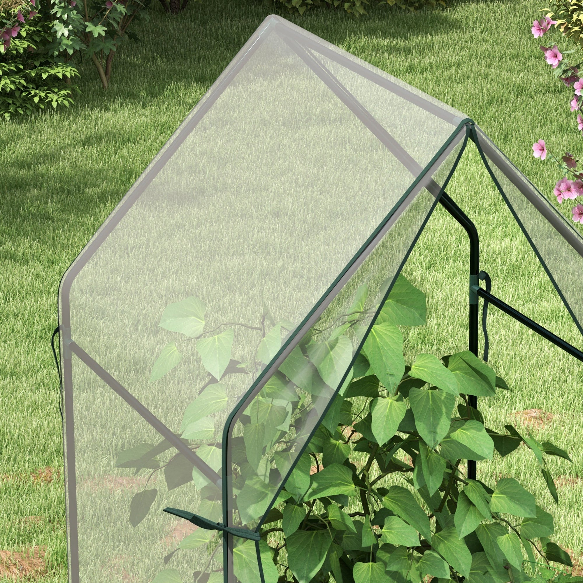 Outsunny Portable Greenhouse: Compact Garden Growhouse with Dual Zipped Doors, Indoor Outdoor Plant Protection, 90 x 90 x 145cm, Clear | Aosom UK